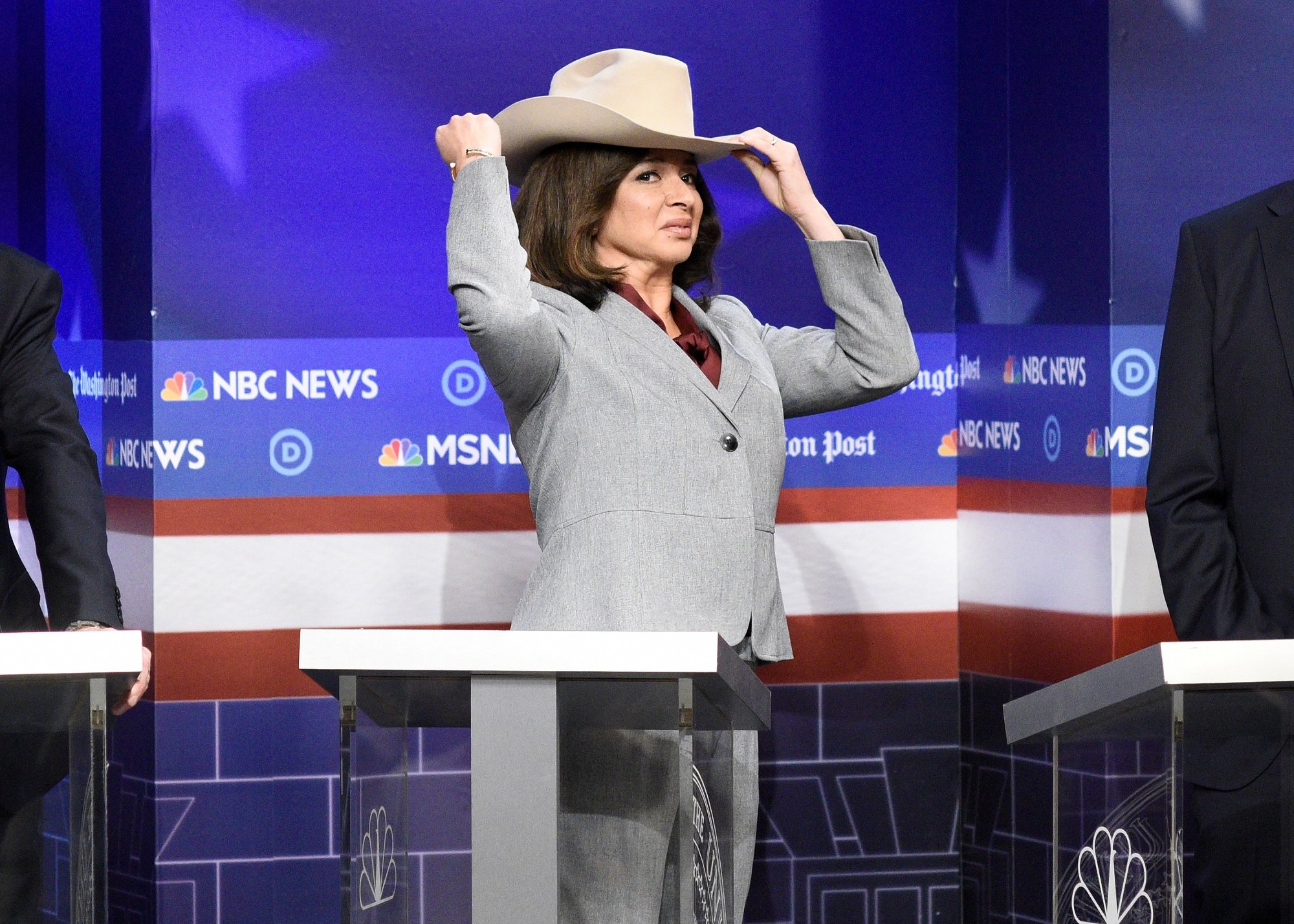 Maya Rudolph as Kamala Harris during the 'Democratic Debate' sketch on 'Saturday Night Live'