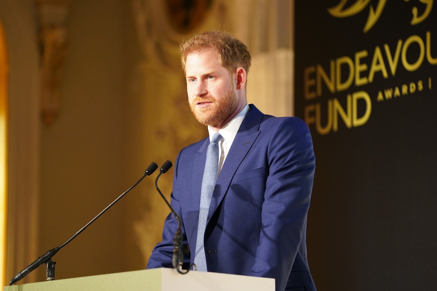 Prince Harry speaks during the annual Endeavour Fund Awards at Mansion House on March 5, 2020