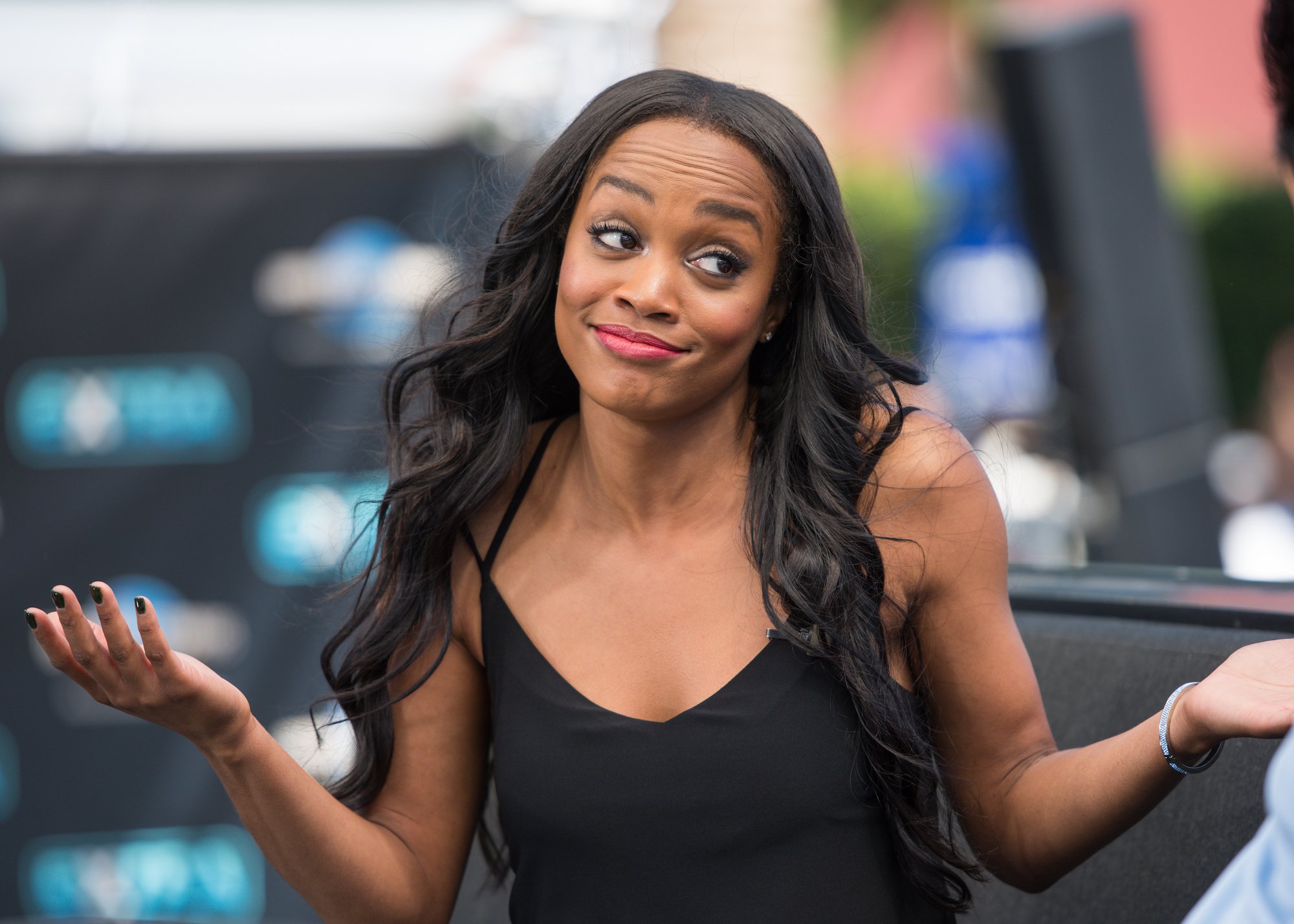 Rachel Lindsay visits 'Extra' at Universal Studios Hollywood on May 23, 2017