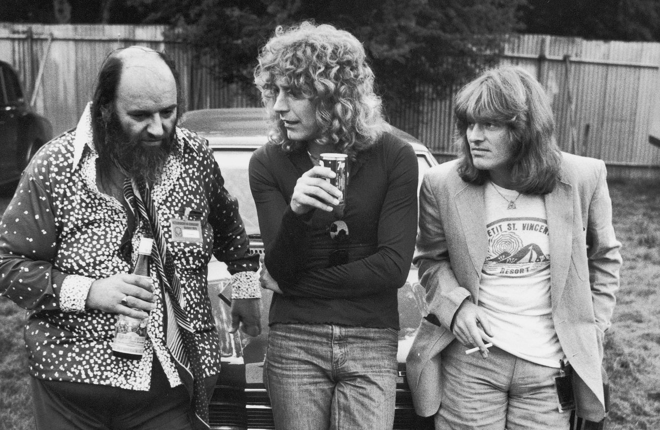 Robert Plant with John Paul Jones and manager Peter Grant in 1979