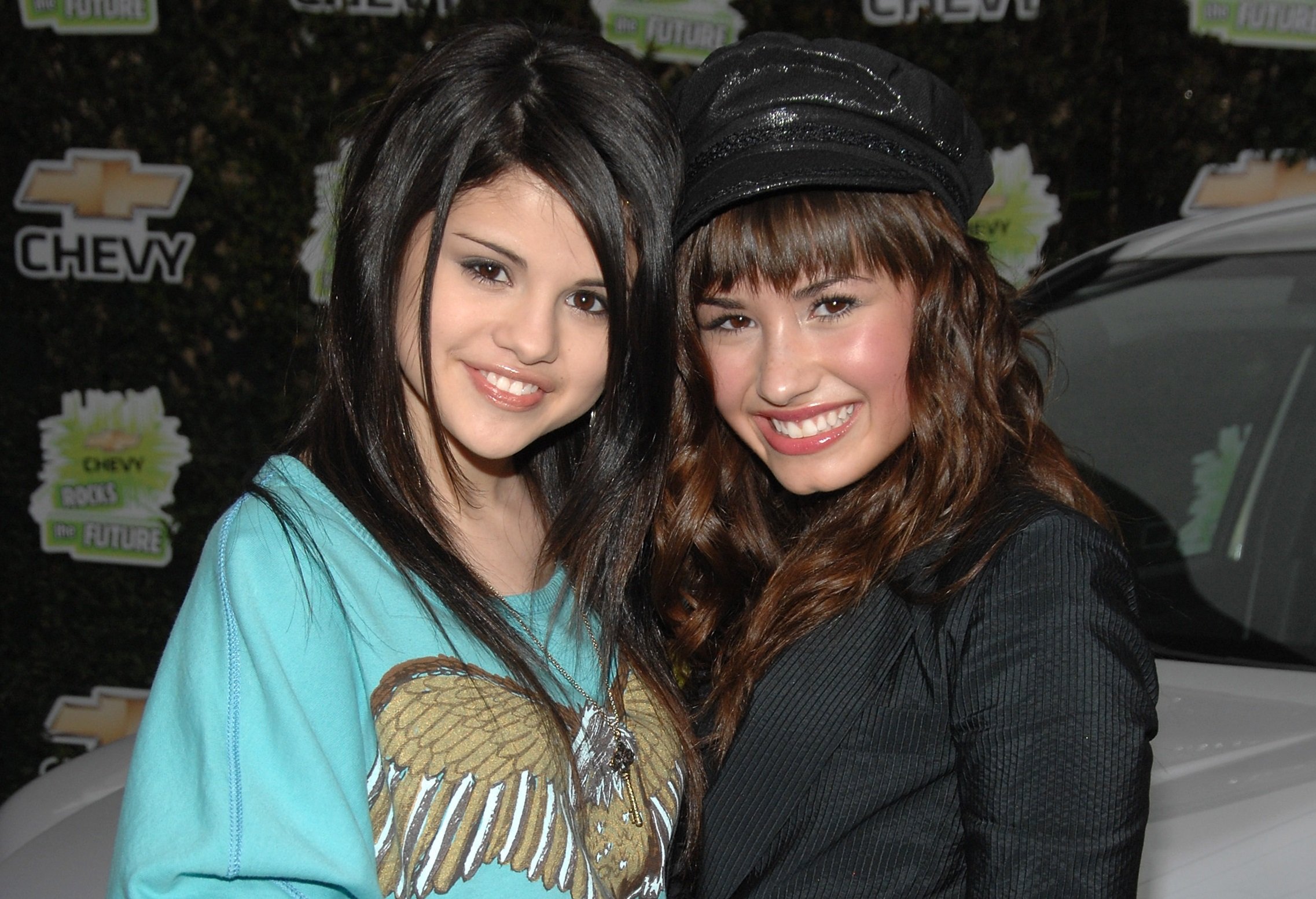 Selena Gomez and Demi Lovato at 'Chevy Rocks the Future' held at the Walt Disney Studios on February 19, 2008 in Burbank, California.