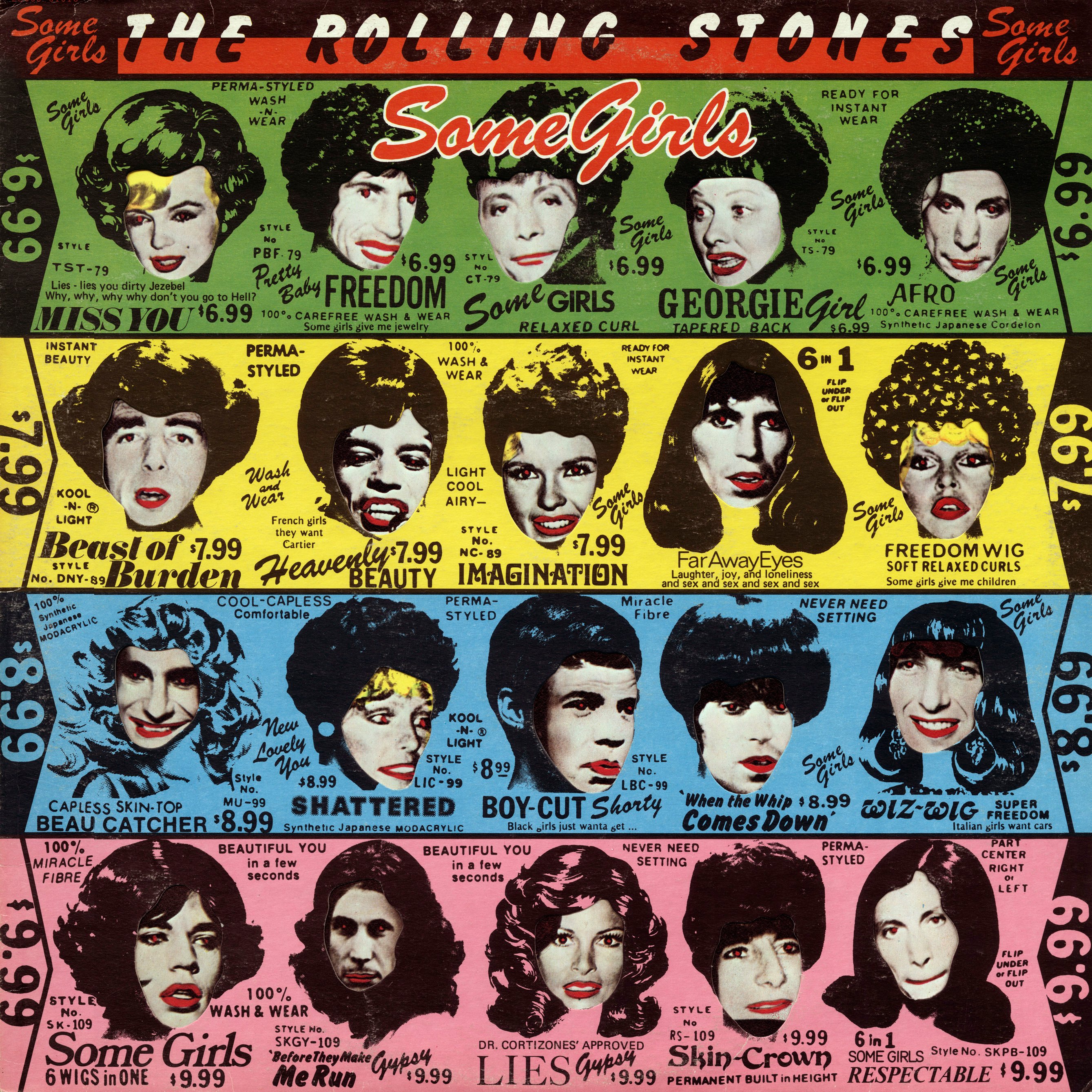 The Rolling Stones in drag on the cover of Some Girls