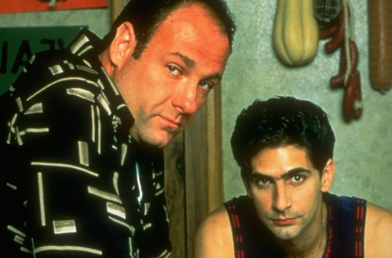 James Gandolfini and Michael Imperioli posing as 'Sopranos' characters