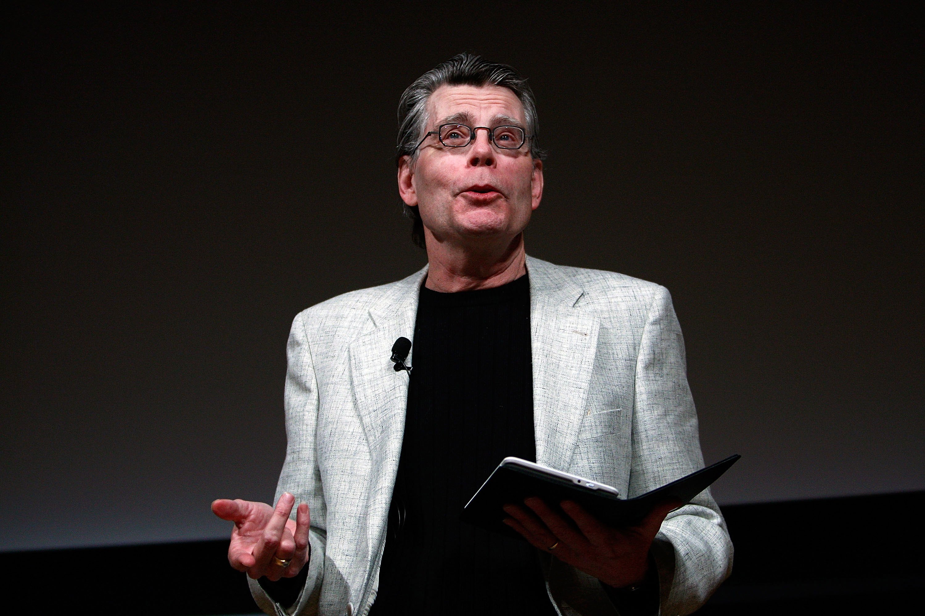 Stephen King with book