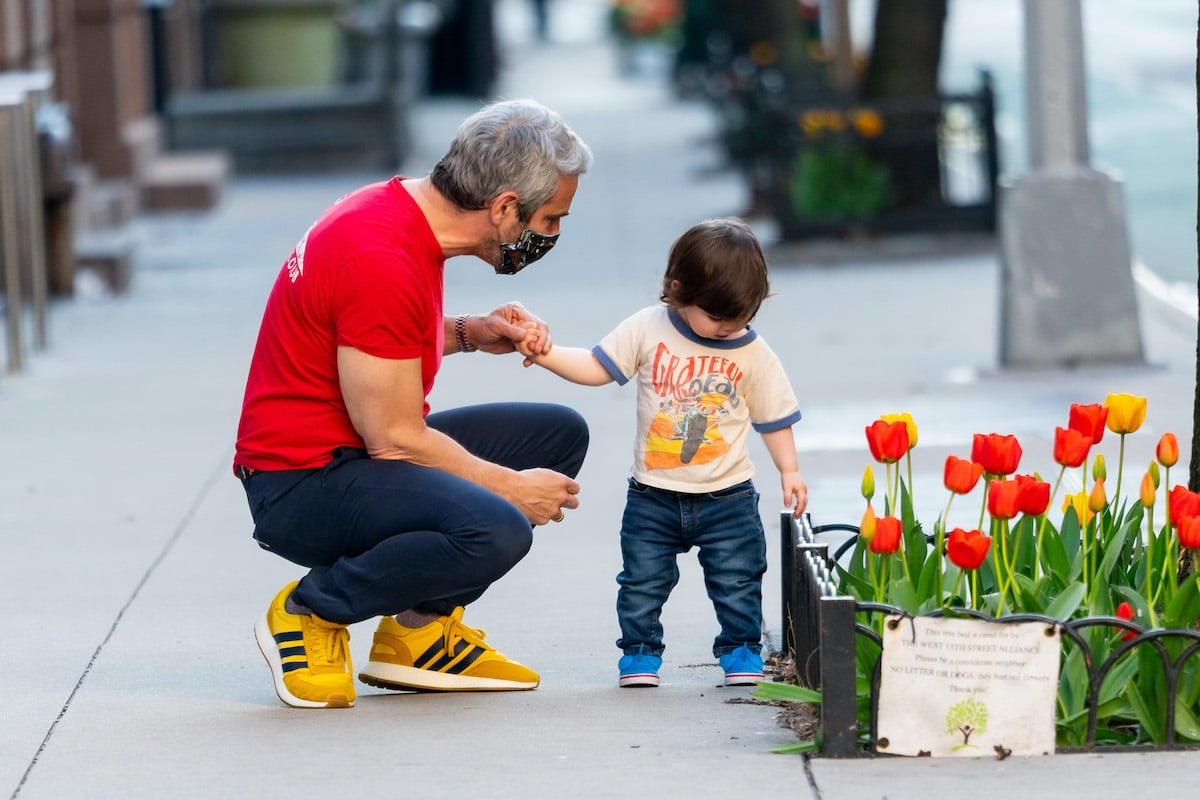 Andy Cohen and his son Benjamin Cohen are seen in the West Village