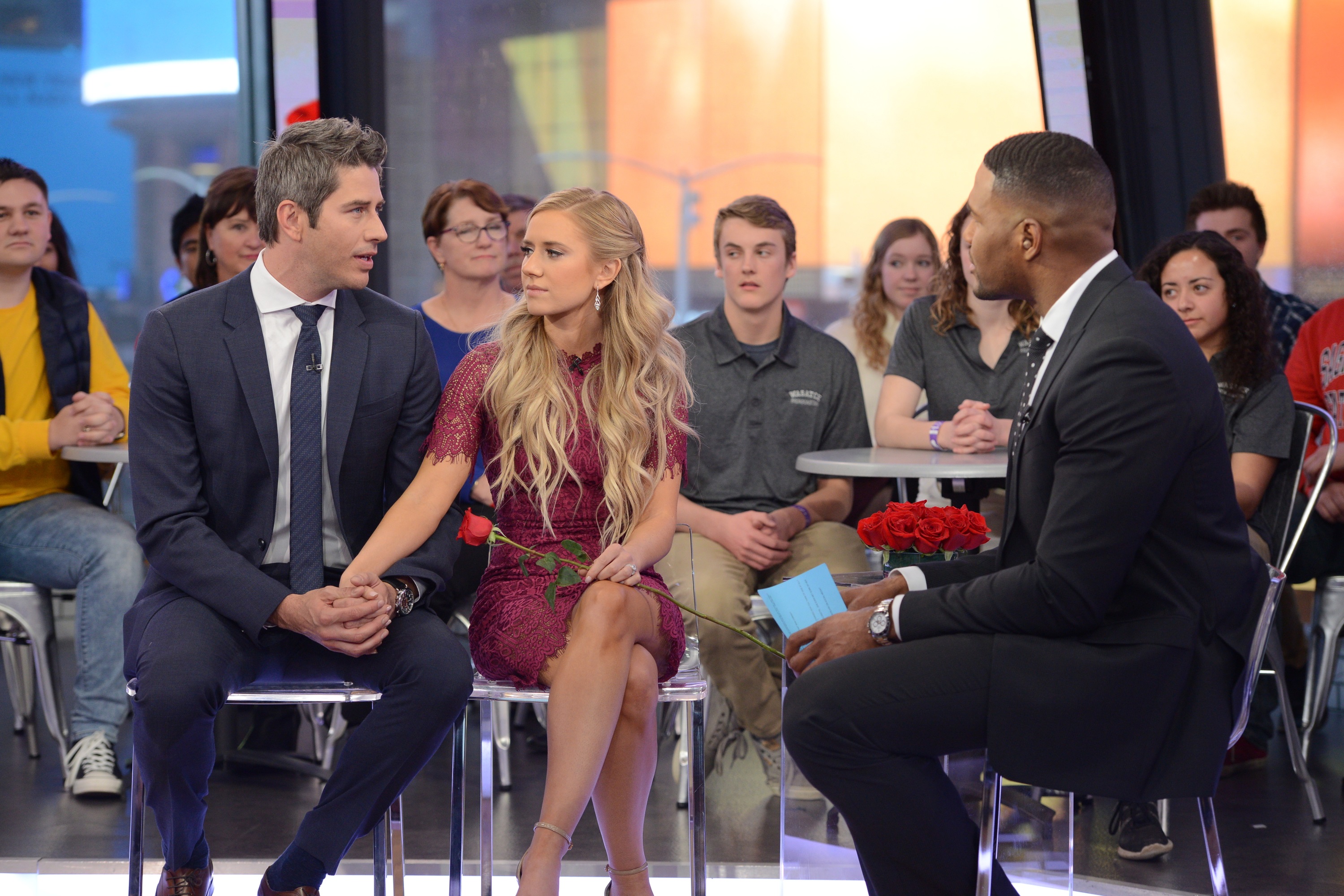 'The Bachelor' couple Arie Luyendyk Jr. and Lauren Burnham with Michael Strahan