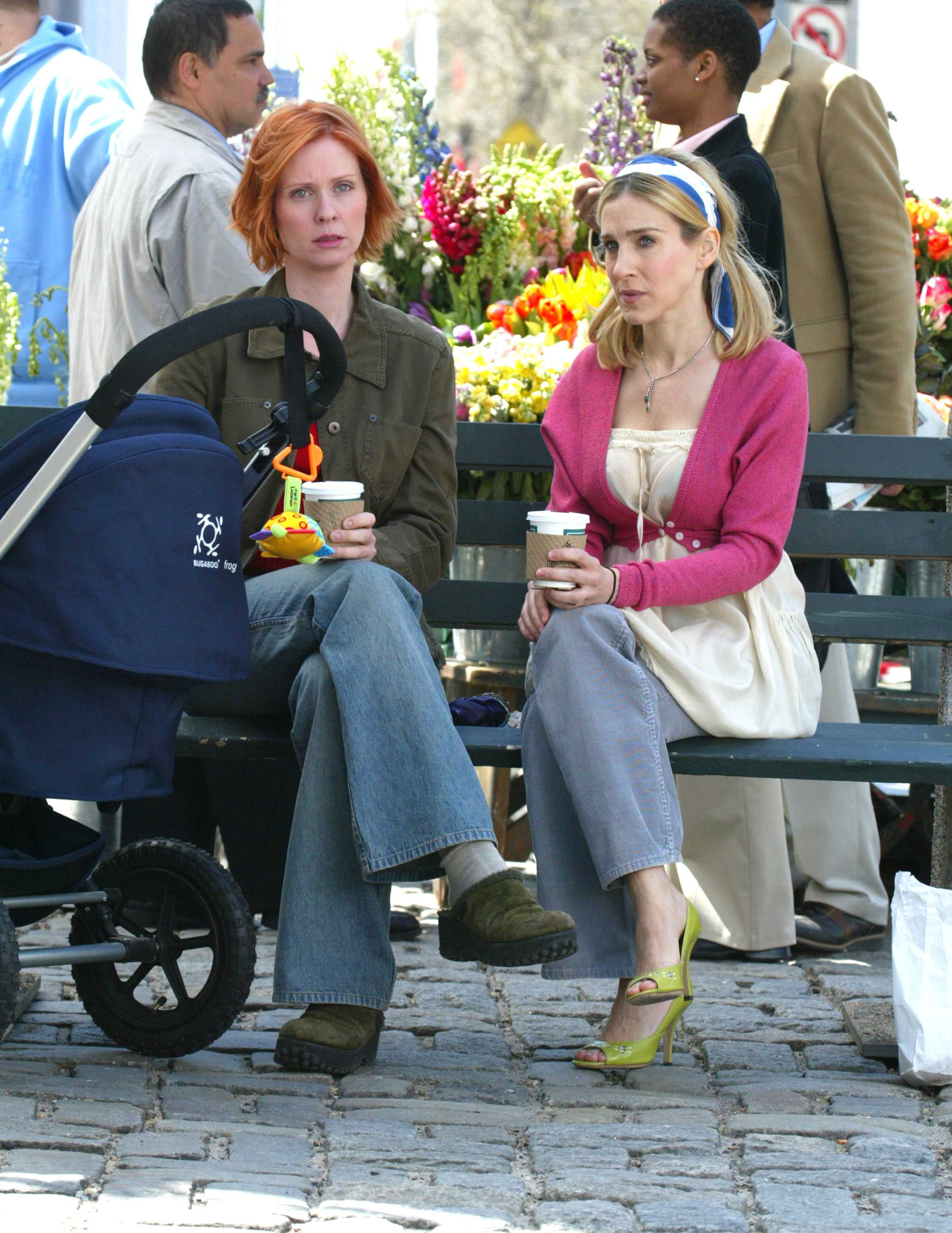 Cynthia Nixon as Miranda Hobbes and Sarah Jessica Parker as Carrie Bradshaw