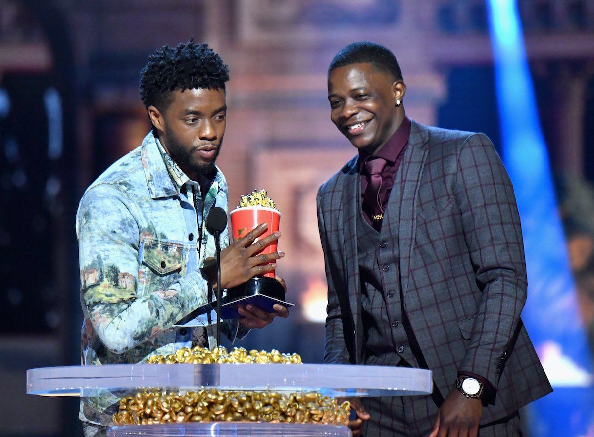 James Shaw Jr. accepts award from Actor Chadwick Boseman