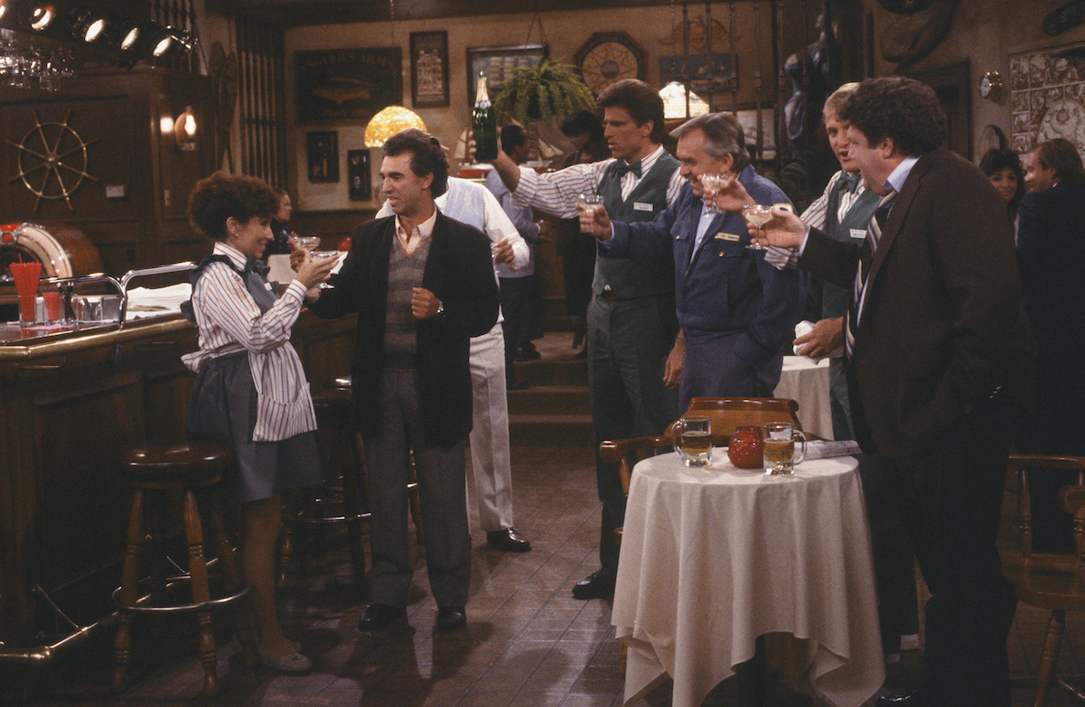 The 'Cheers' characters celebrate Carla and Eddie