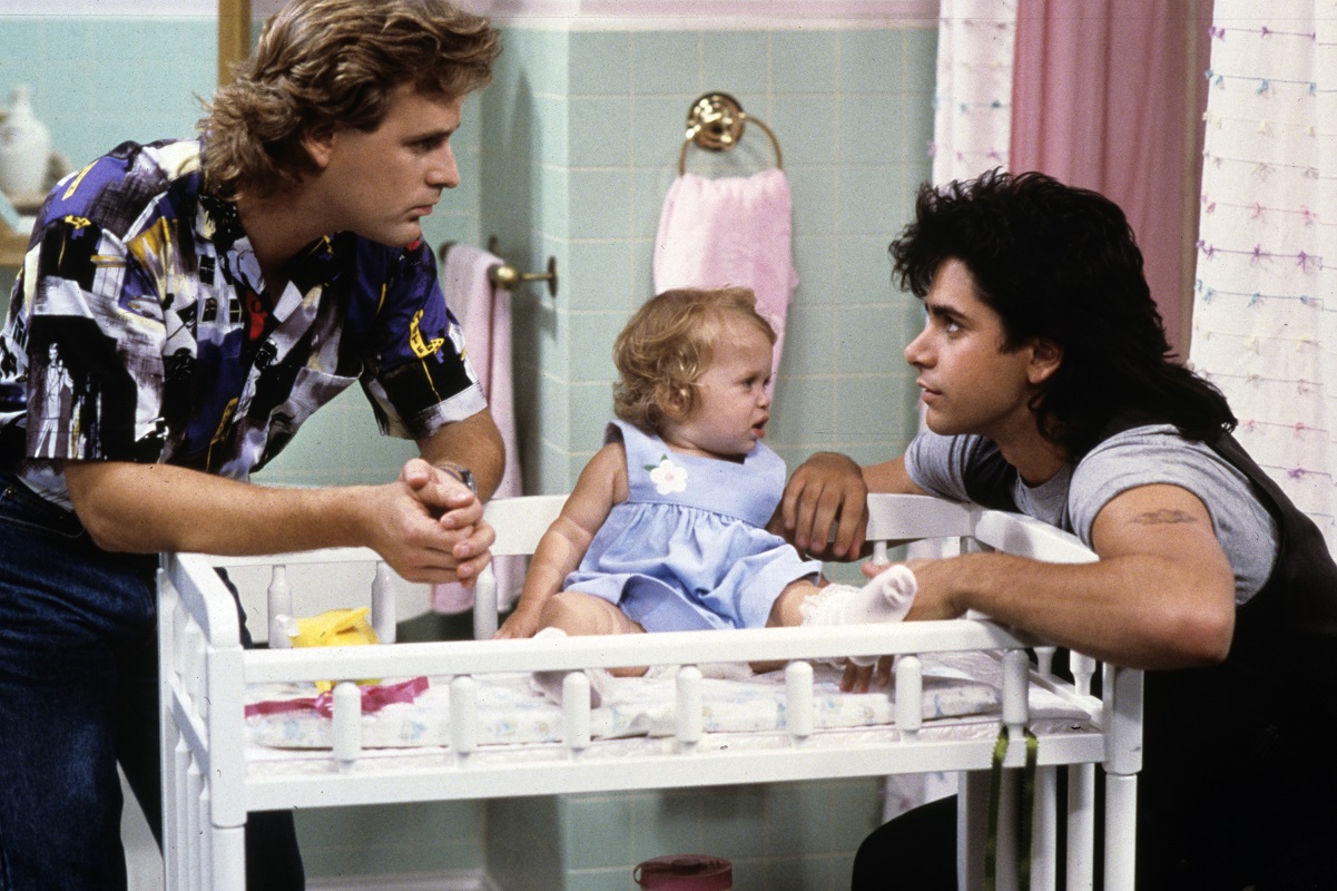 Dave Coulier (Joey), John Stamos (Jessie) and Michelle (Mary-Kate and Ashley Olsen)