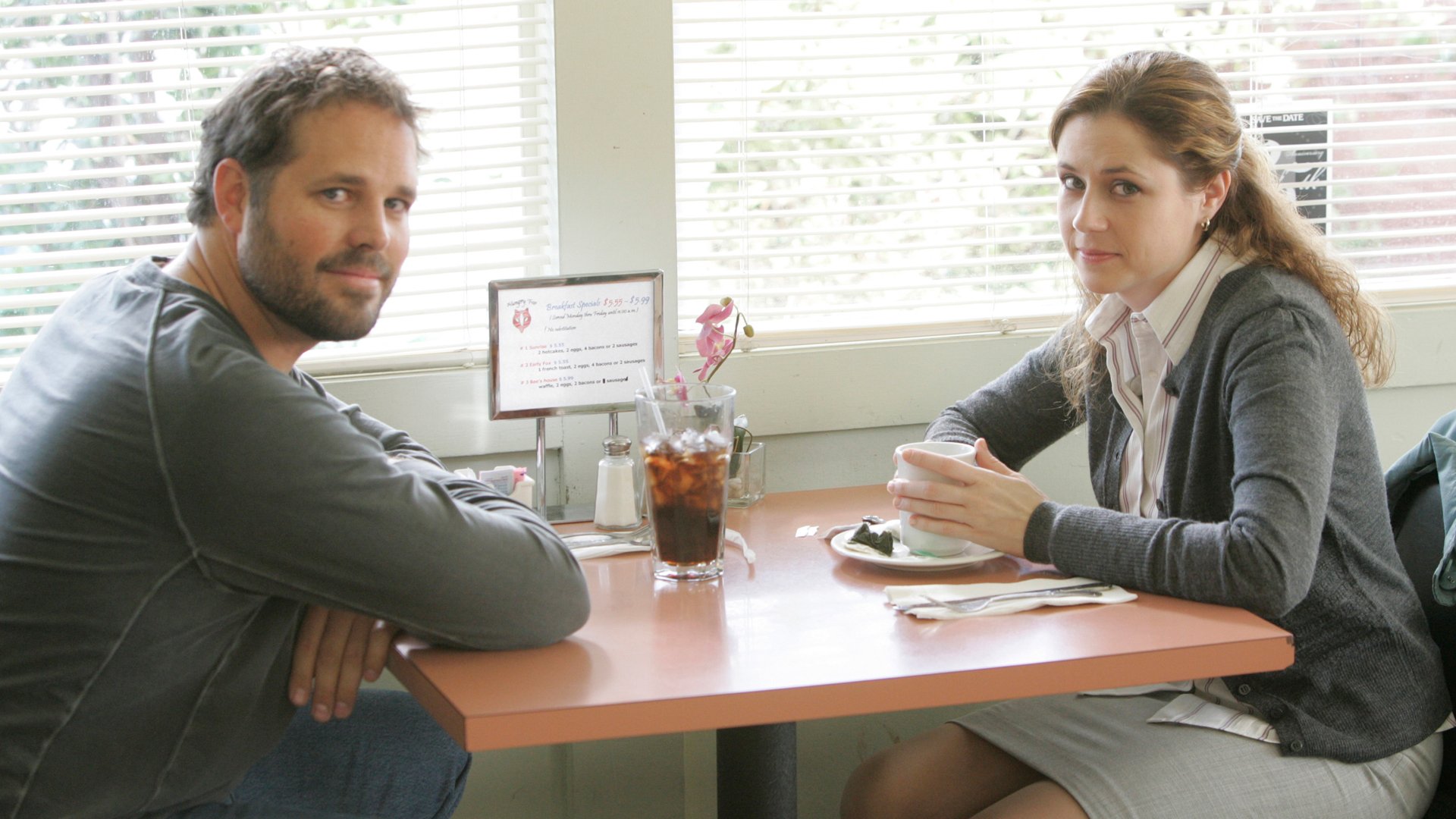 David Denman as Roy Anderson, Jenna Fischer as Pam Beesly on 'The Office'