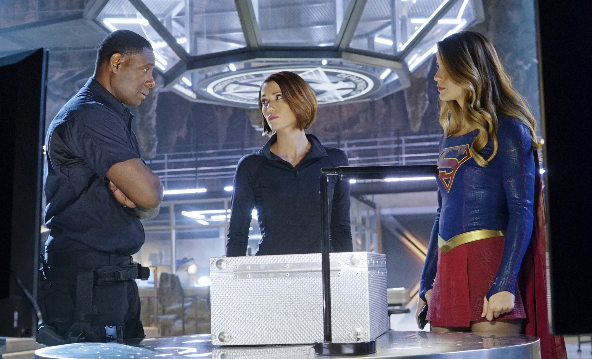 David Harewood, Chyler Leigh and Melissa Benoist in 'Supergirl'