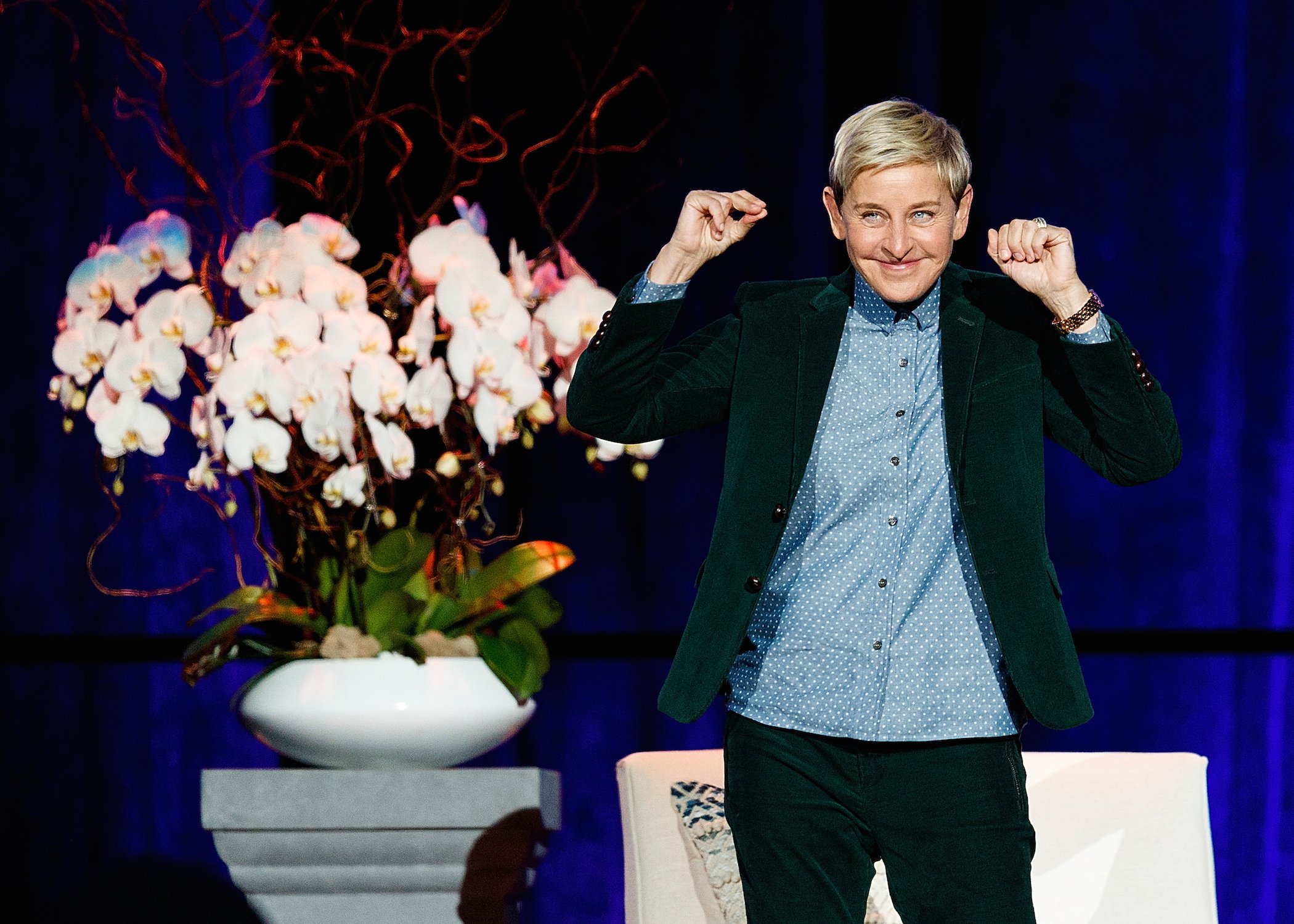 Ellen DeGeneres speaks on stage during 'A Conversation With Ellen DeGeneres' at Rogers Arena