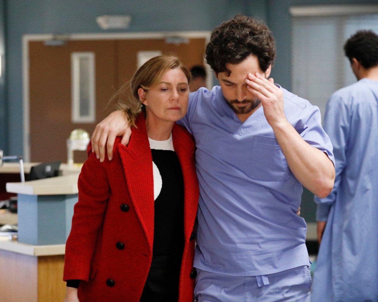 Ellen Pompeo as Meredith Grey and Giacomo Gianniotti as Andrew DeLuca on 'Grey's Anatomy'