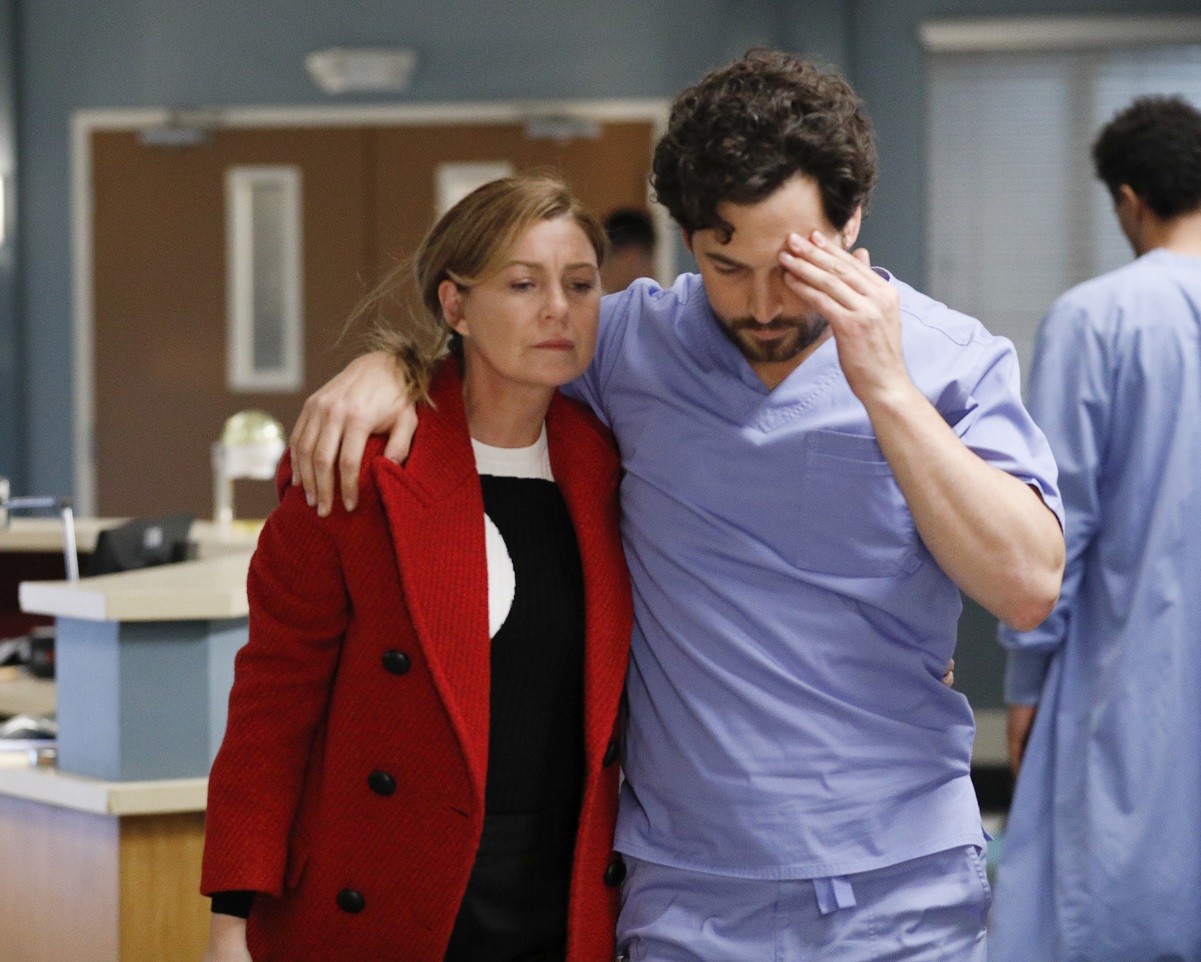 Ellen Pompeo as Meredith Grey and Giacomo Gianniotti as Andrew DeLuca on 'Grey's Anatomy'