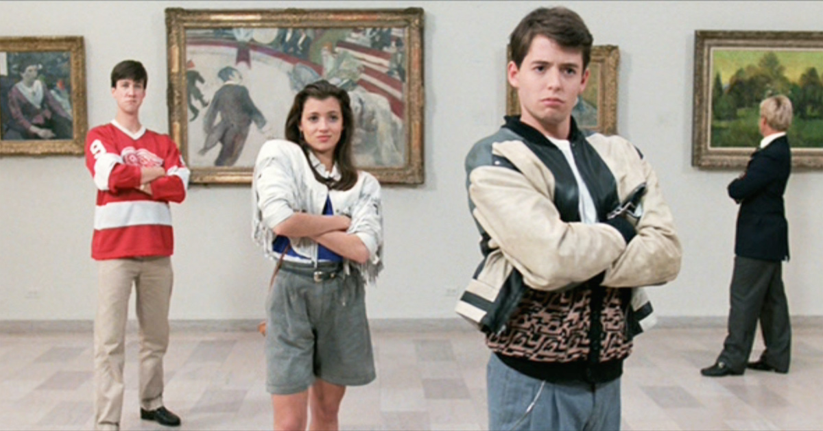 The movie "Ferris Bueller's Day Off", written and directed by John Hughes. Seen here from left, Alan Ruck as Cameron Frye, Mia Sara as Sloane Peterson and Matthew Broderick as Ferris Bueller