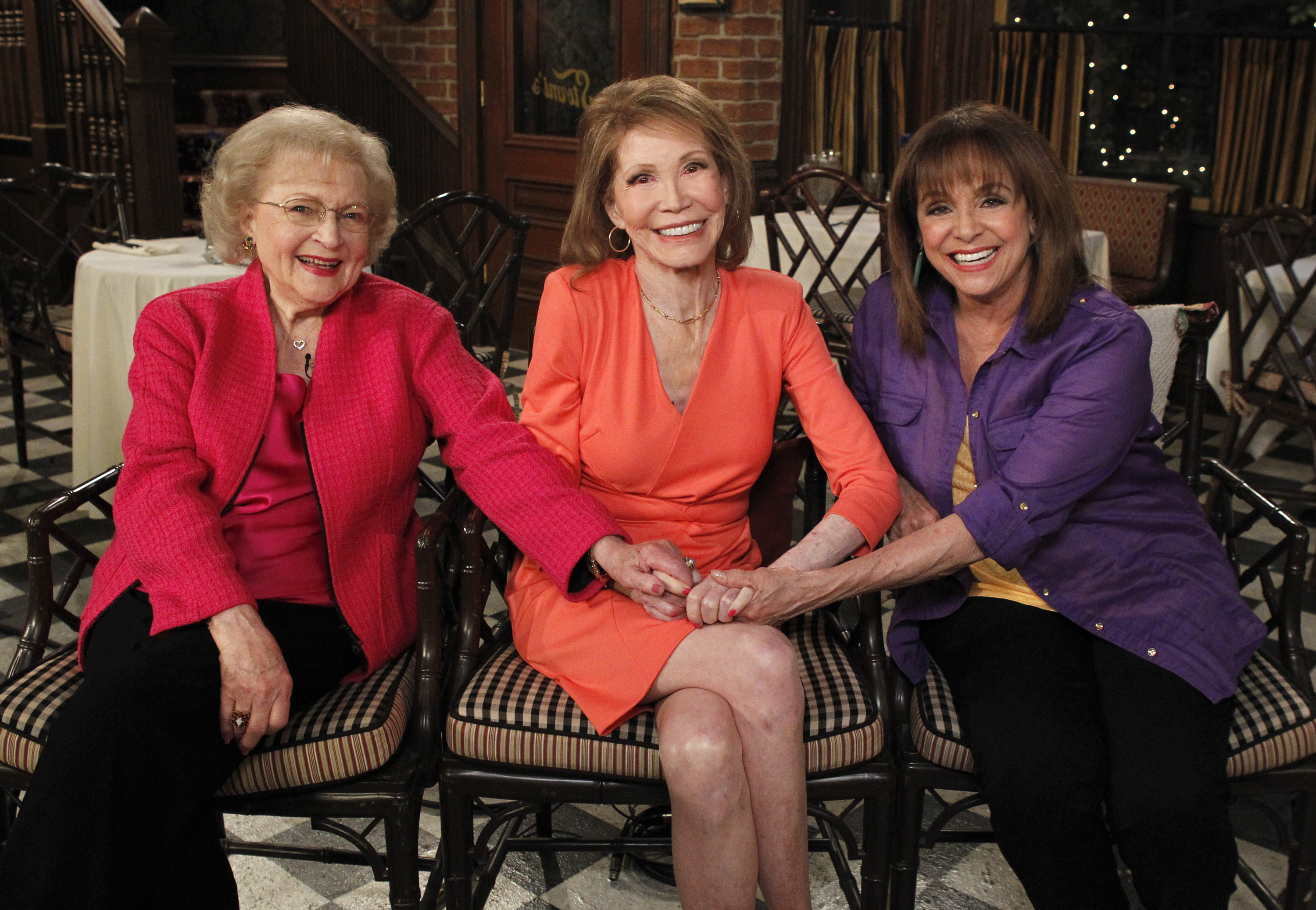 Betty White, left, with her 'The Mary Tyler Moore' costars, Mary Tyler Moore and Valerie Harper