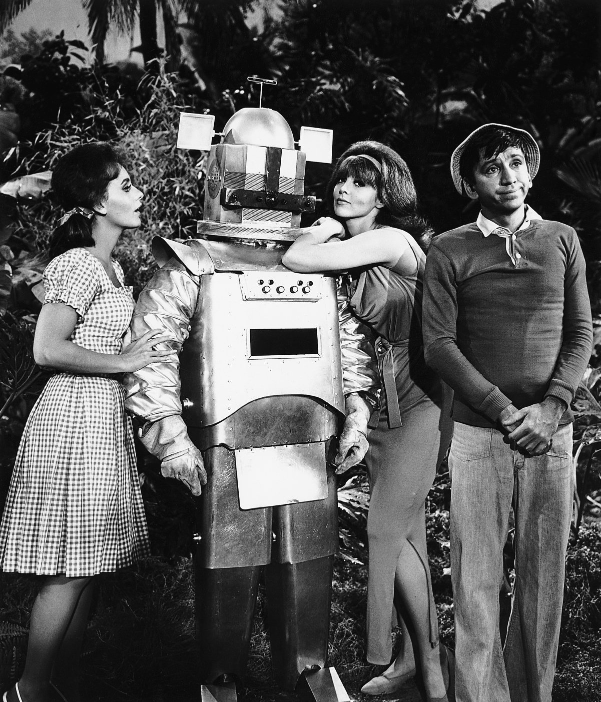 1966: An Air Force robot is Bob Denver's rival for the attentions of Dawn Wells and Tina Louise on "Gilligan's Island," Thursday, February 10th (8:00-8:30 p.m., EST), in color on the CBS Television Network.