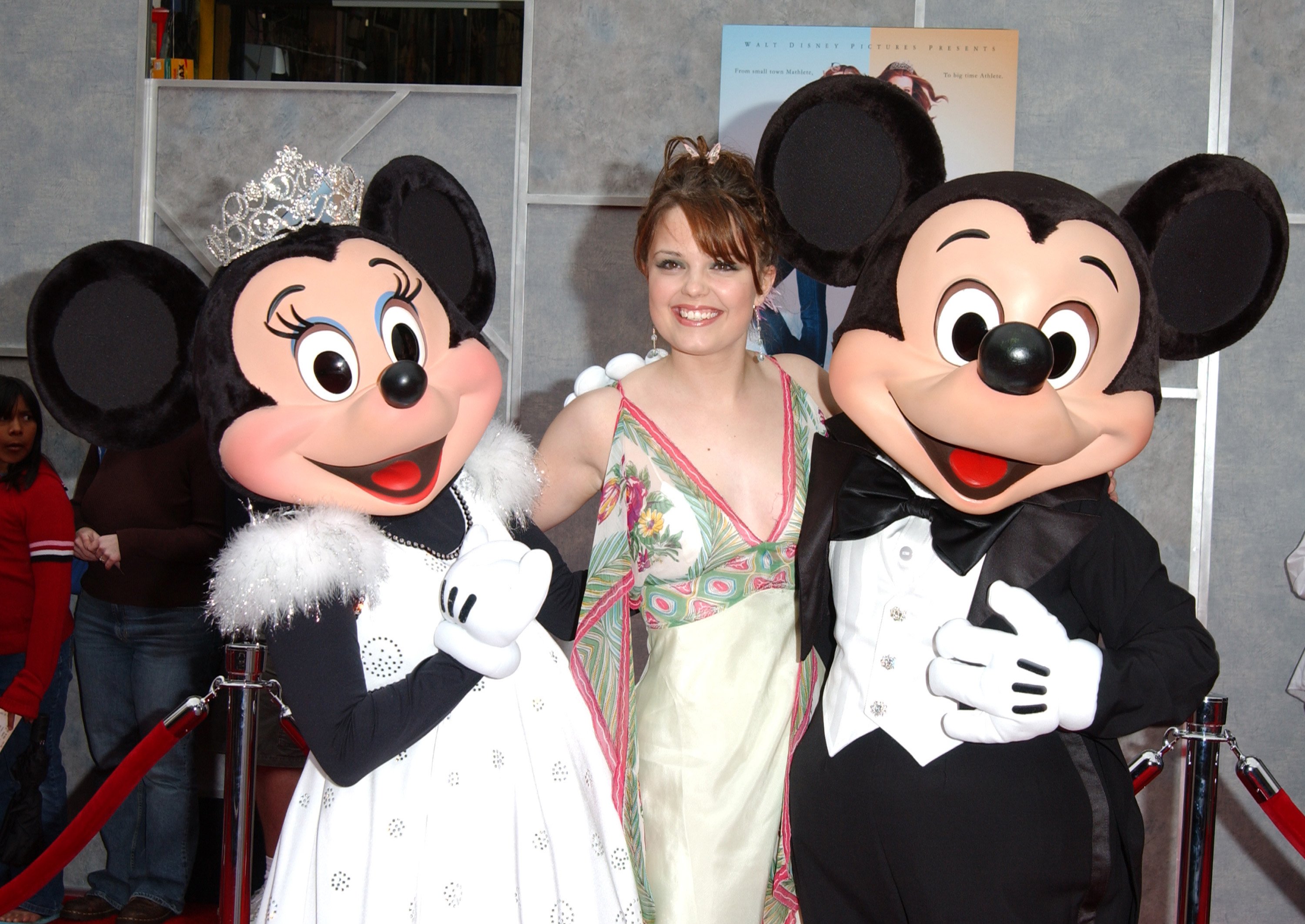 Kimberly J. Brown, Mickey and Minnie Mouse during 'Ice Princess'