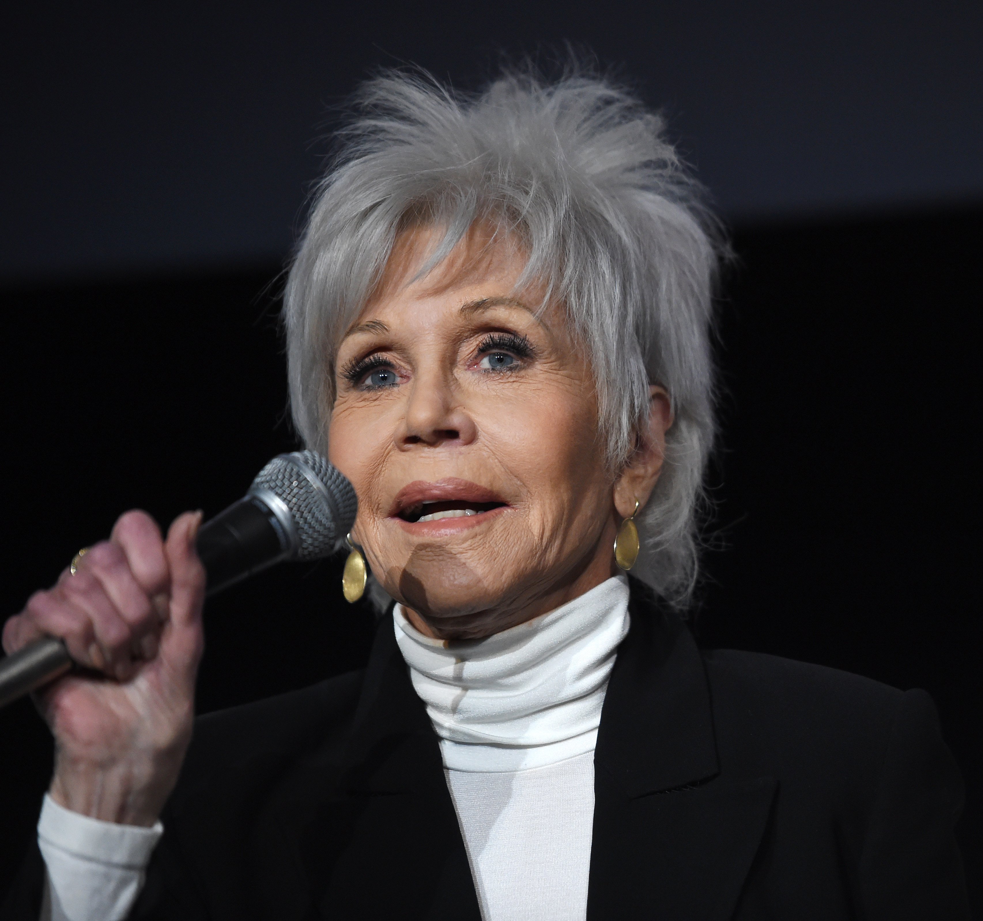 Jane Fonda attending a premiere of a restoration of one of her old movies