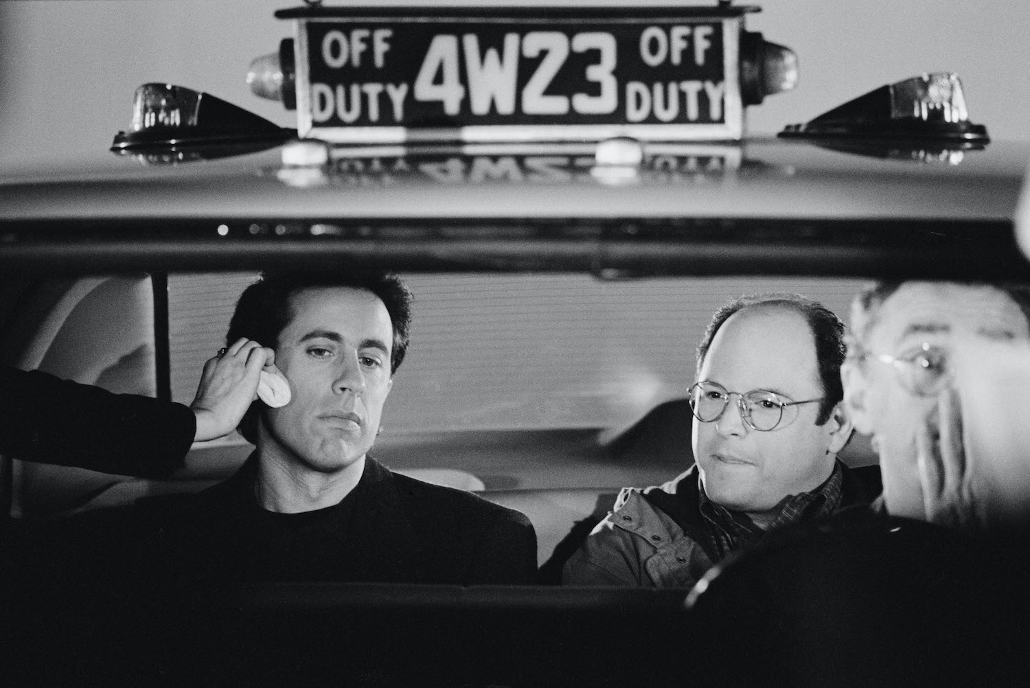 Jerry Seinfeld and Jason Alexander filming the last episodes of 'Seinfeld'