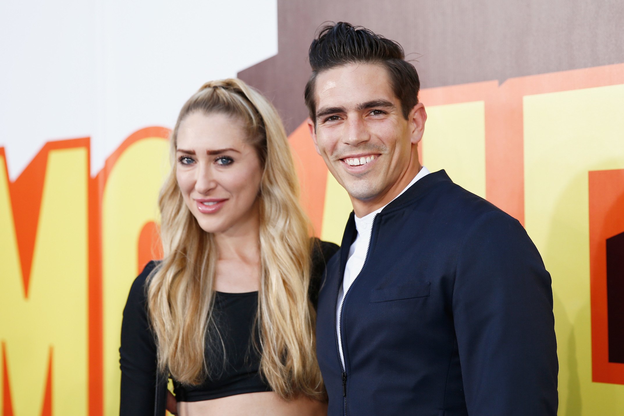 Jordan Wiseley (R) attends the 2015 MTV Movie Awards at Nokia Theatre L.A. Live