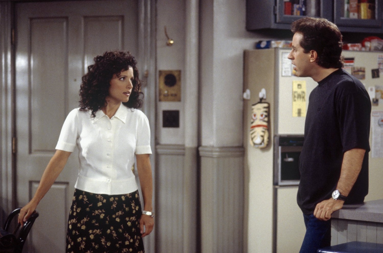 Julia Louis-Dreyfus as Elaine Benes and Jerry Seinfeld as Jerry Seinfeld on 'Seinfeld