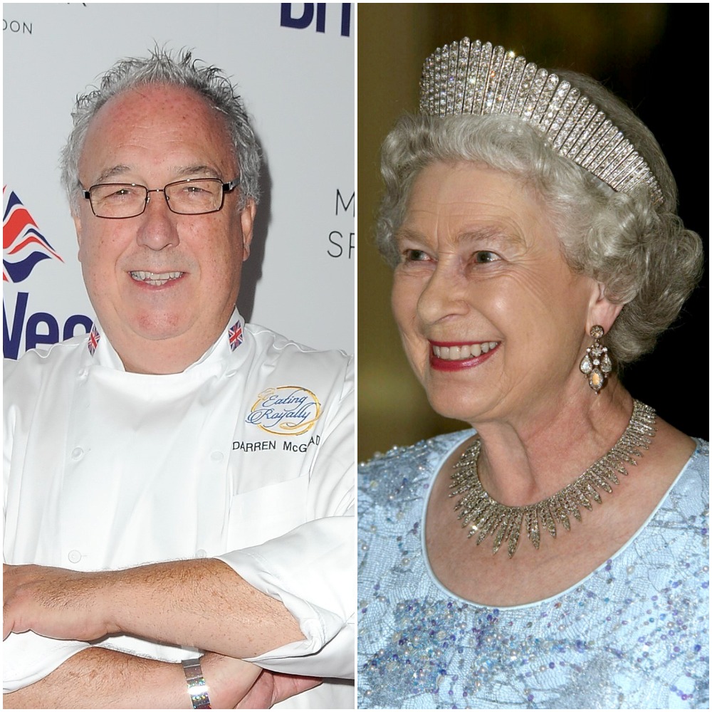 (L) Chef Darren McGrady, (R) Queen Elizabeth II