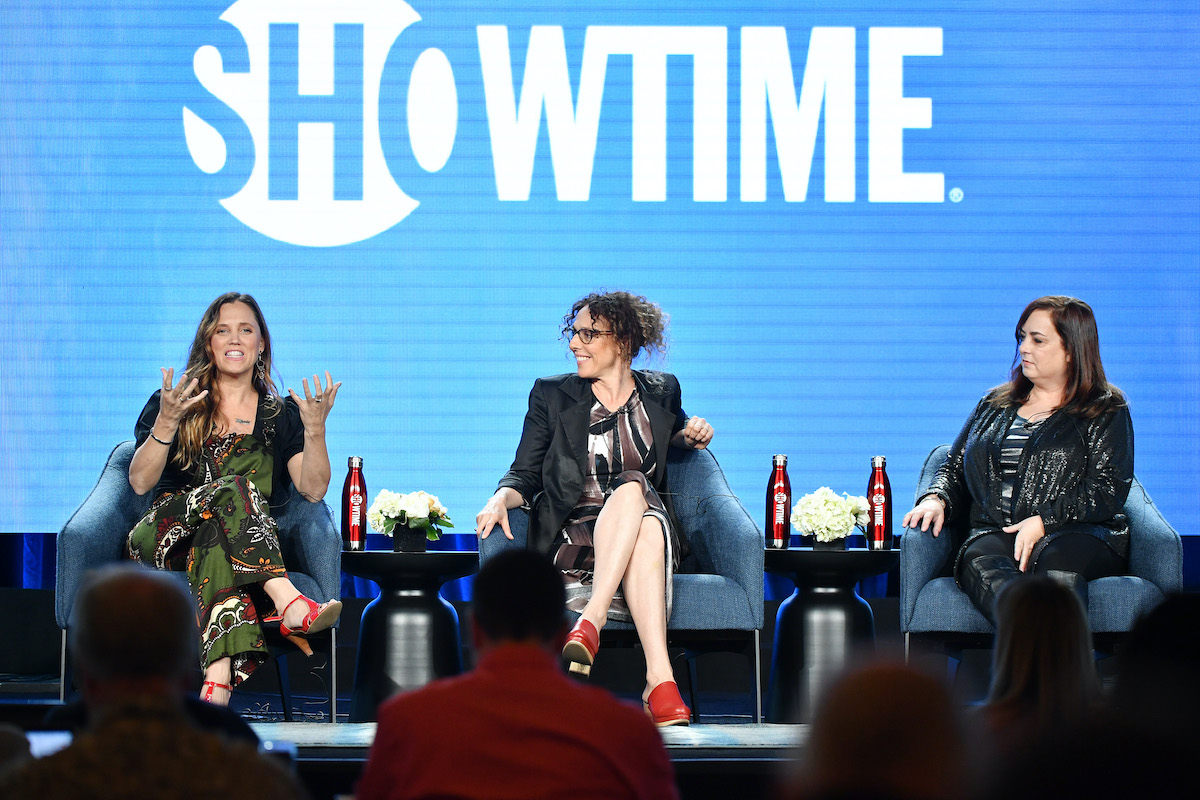 Heidi Ewing, Rachel Grady and Tracy of "Love Fraud" speak during the Showtime segment of the 2020 Winter TCA Press Tour