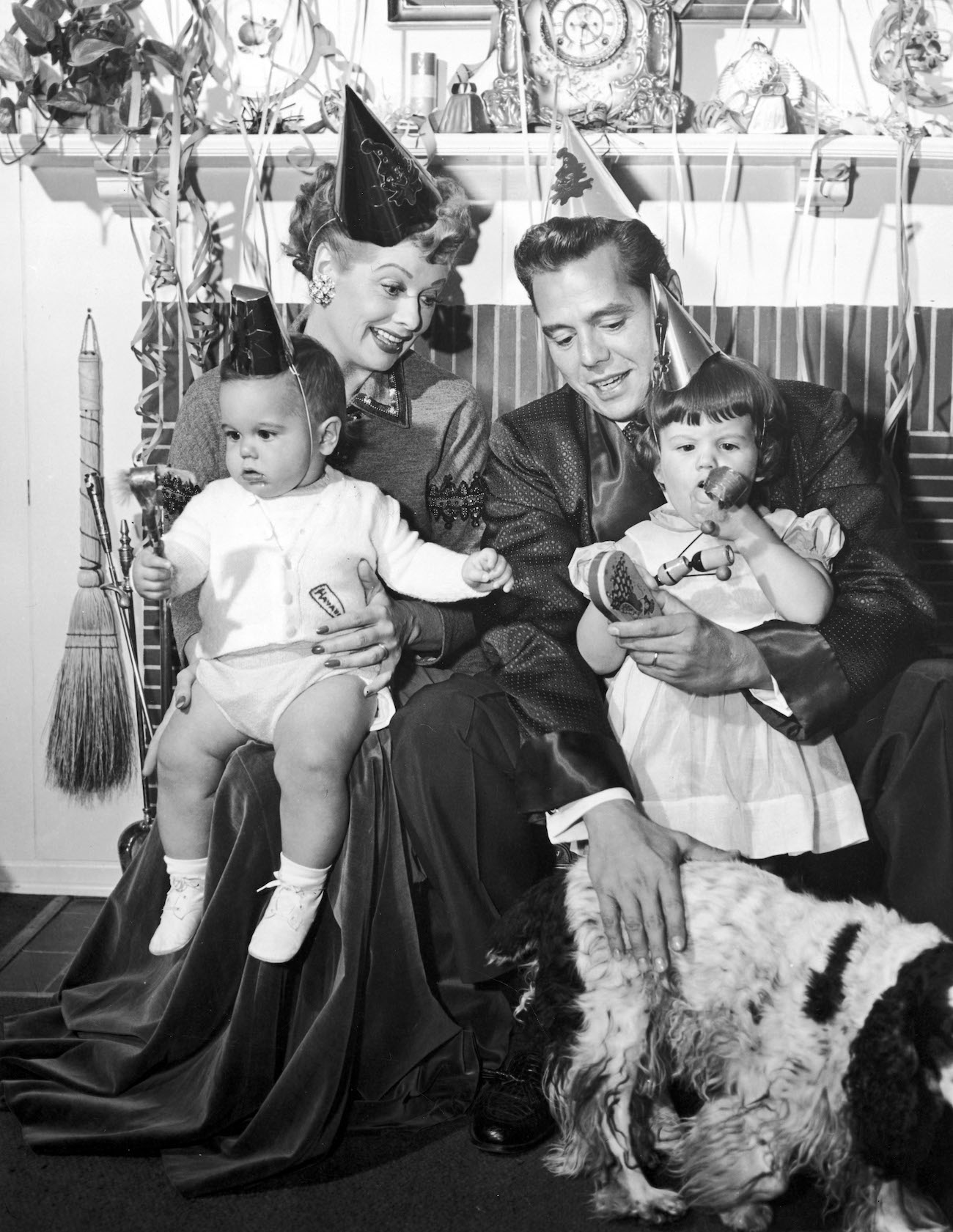 Lucille Ball and Desi Arnaz with their two children, Desi Jr. and Lucie