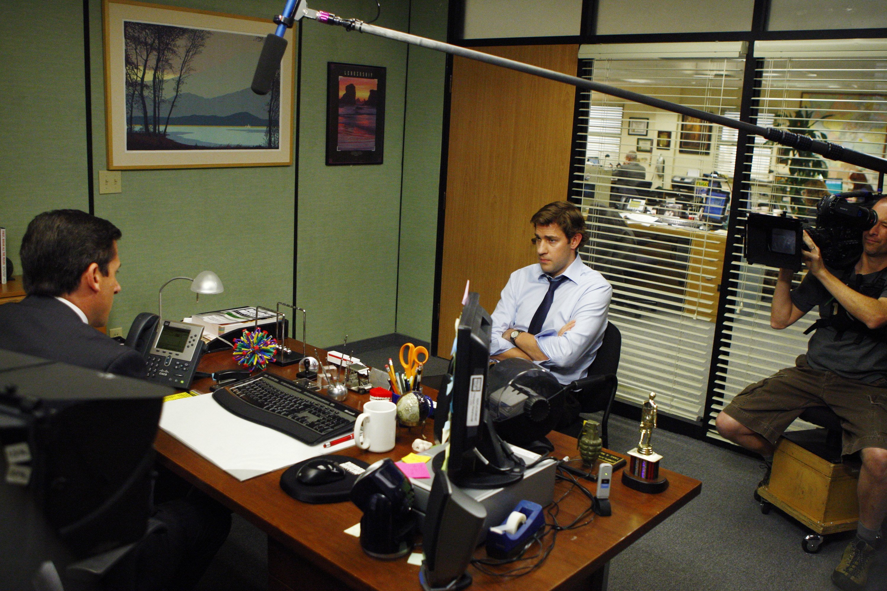 Steve Carell as Michael Scott, John Krasinski as Jim Halpert in 'The Office'