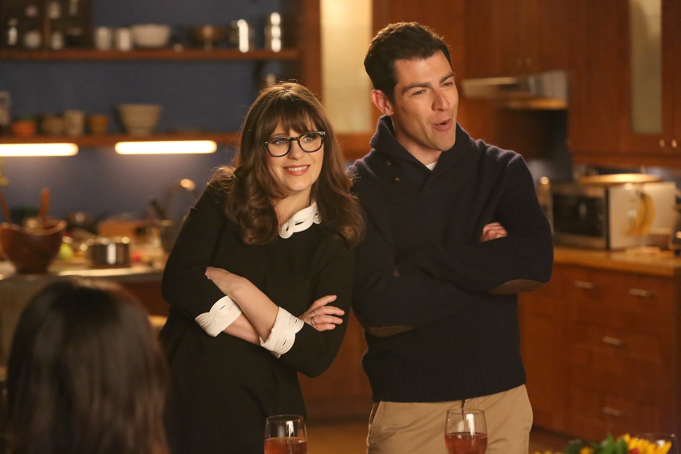 Zooey Deschanel as Jess Day and Max Greenfield as Schmidt in 'New Girl'
