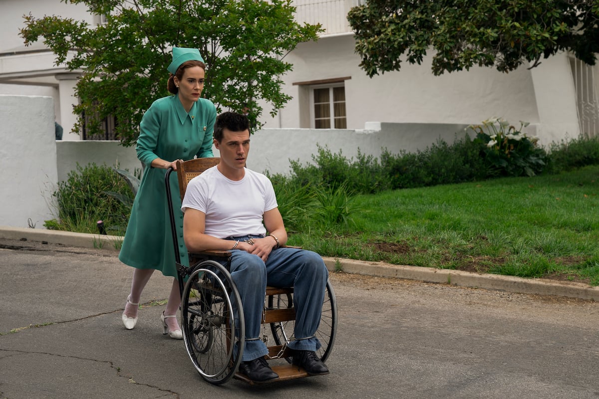 SARAH PAULSON as MILDRED RATCHED and FINN WITTROCK as EDMUND TOLLESON