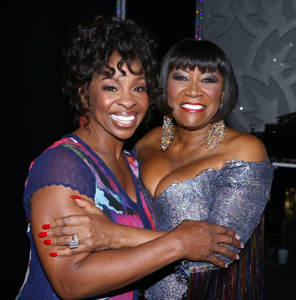 Gladys Knight and Patti LaBelle backstage after Patti Labelle's debut in 'After Midnight'