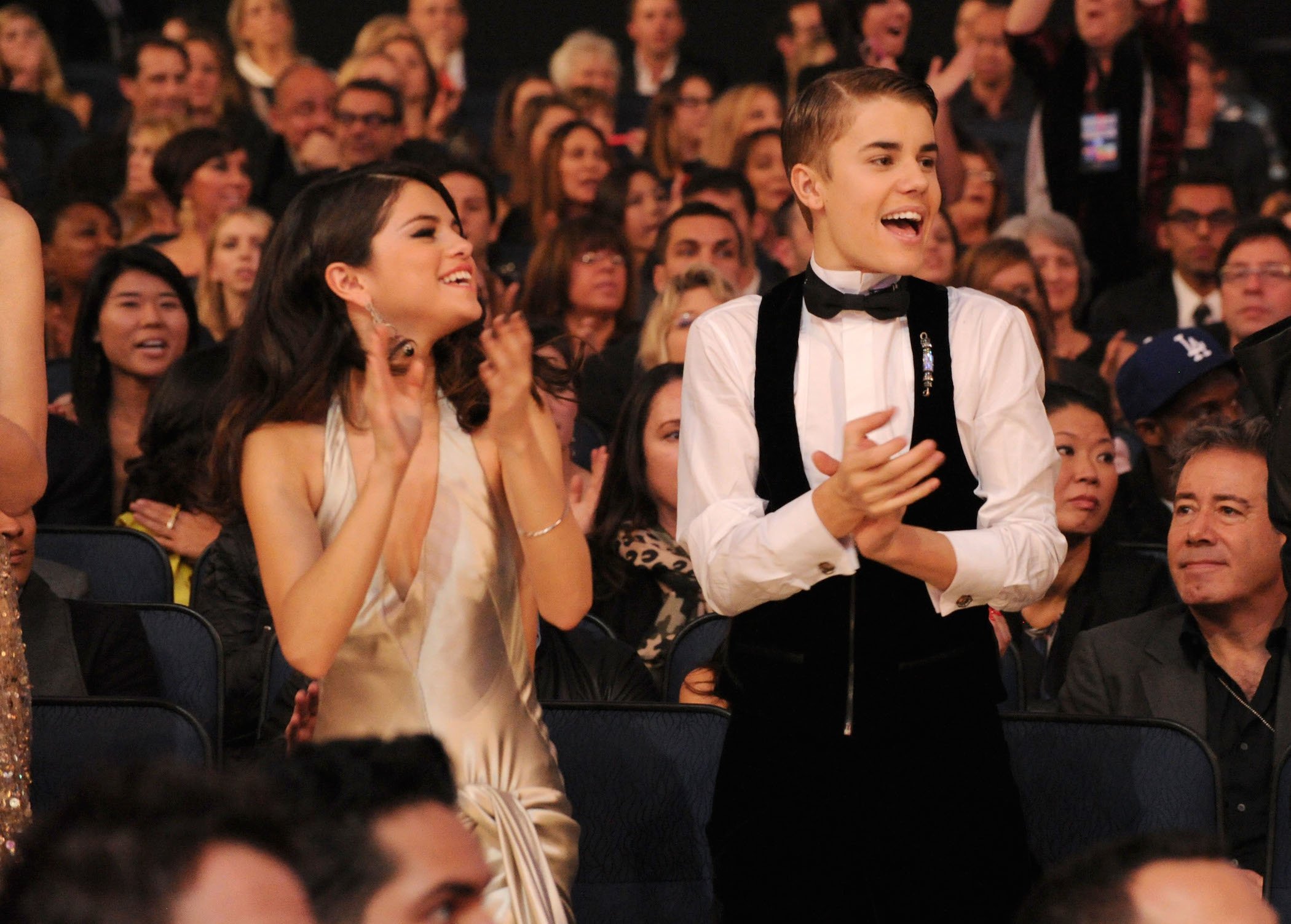 Selena Gomez and Justin Bieber attend the 2011 American Music Awards