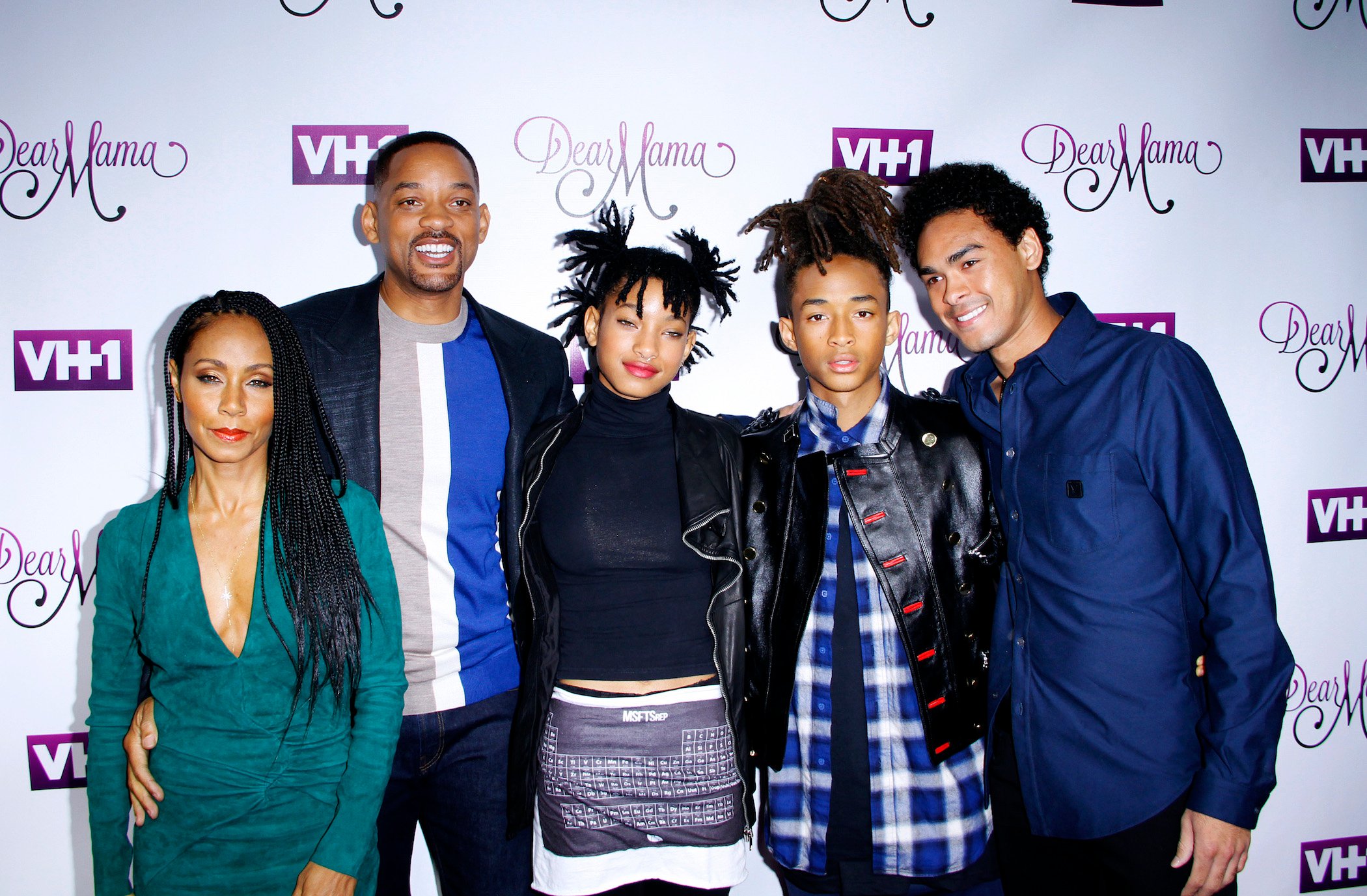 Jada Pinkett Smith, Will Smith, Willow Smith, Jaden Smith, and Trey Smith attend the VH1 'Dear Mama' taping at St. Bartholomew's Church