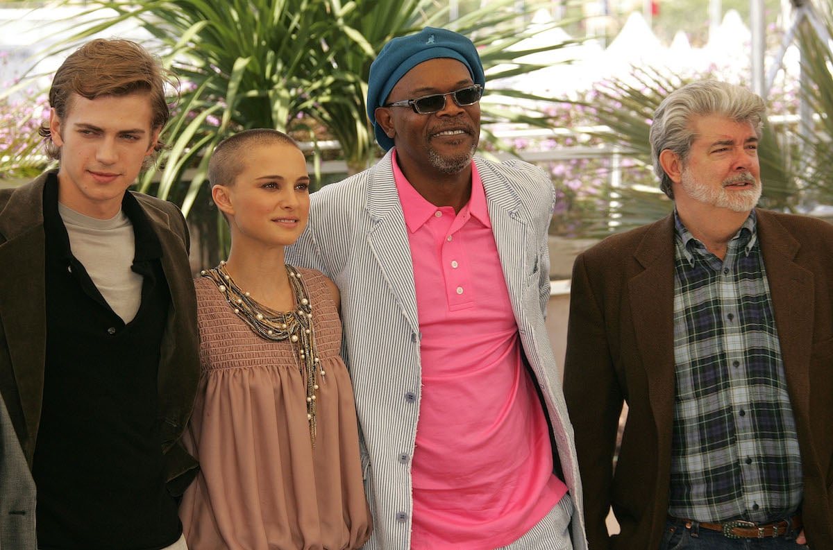 Hayden Christensen, Natalie Portman, Samuel L. Jackson, and George Lucas