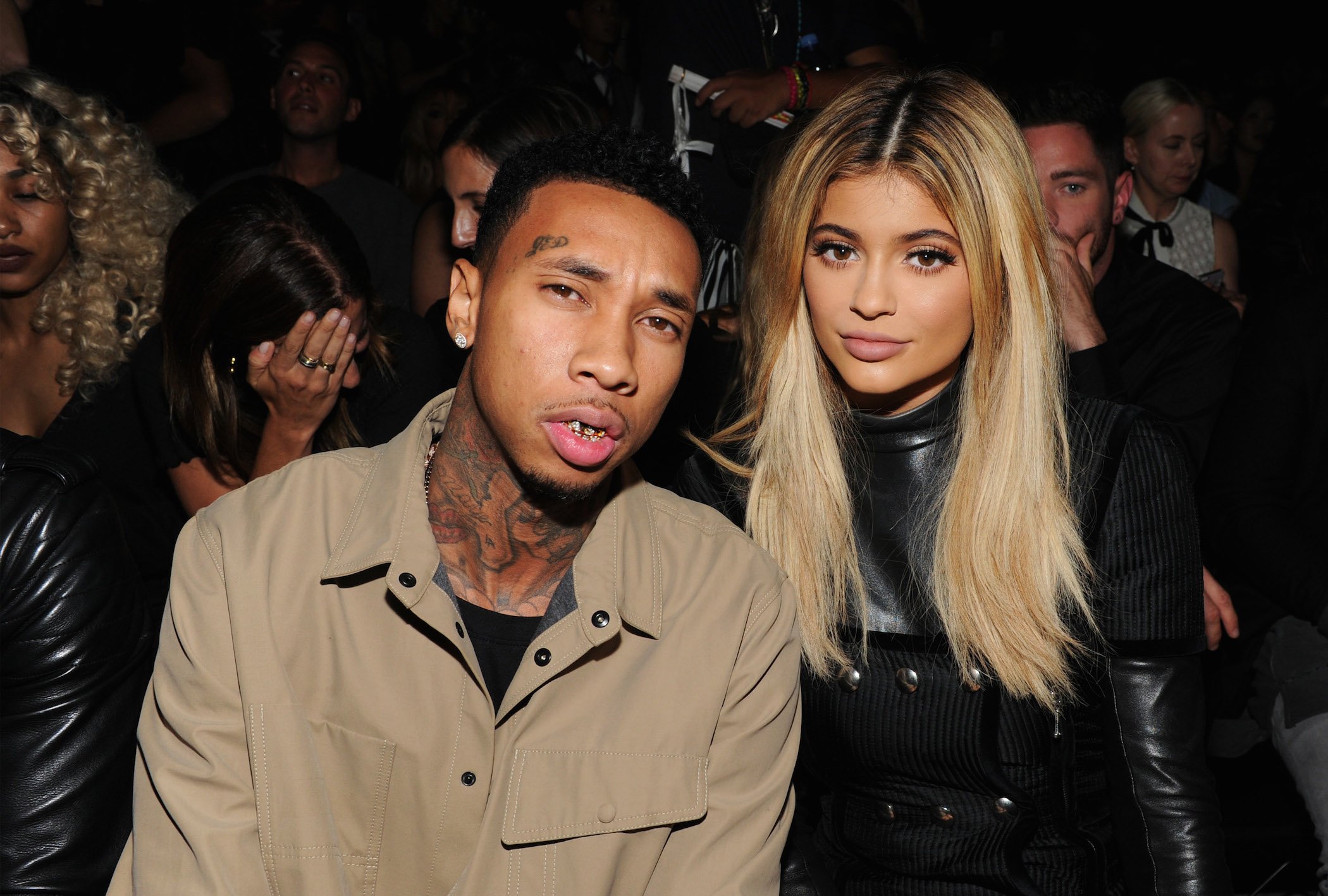 Tyga and Kylie Jenner attend the Alexander Wang Spring 2016 fashion show during New York Fashion Week at Pier 94