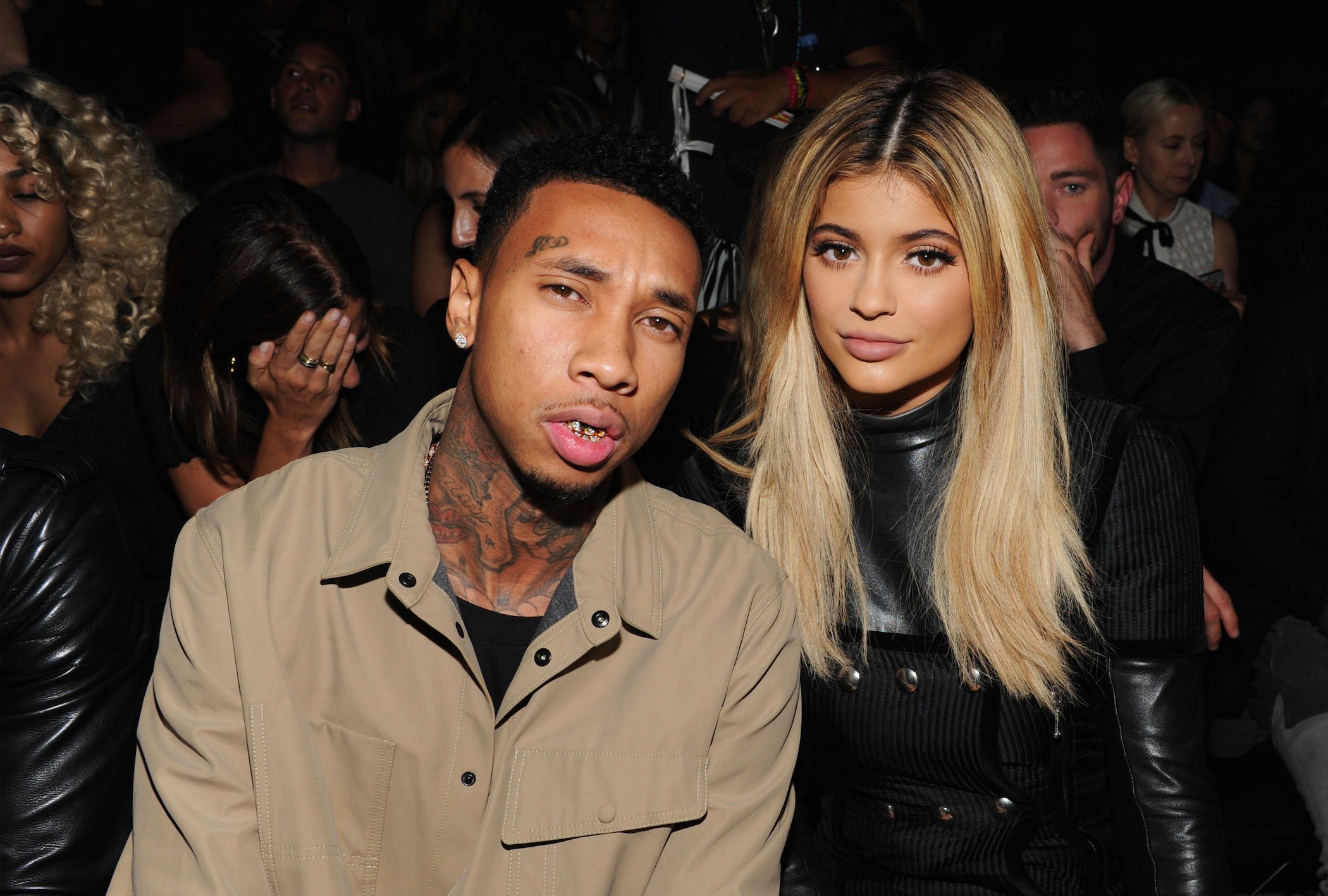 Tyga and Kylie Jenner attend the Alexander Wang Spring 2016 fashion show during New York Fashion Week at Pier 94 