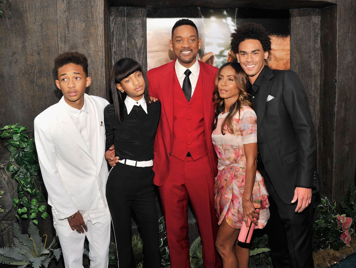 Will Smith's kids — Jaden (left), Willow, and Trey — pictured with Will Smith and Jada Pinkett Smith