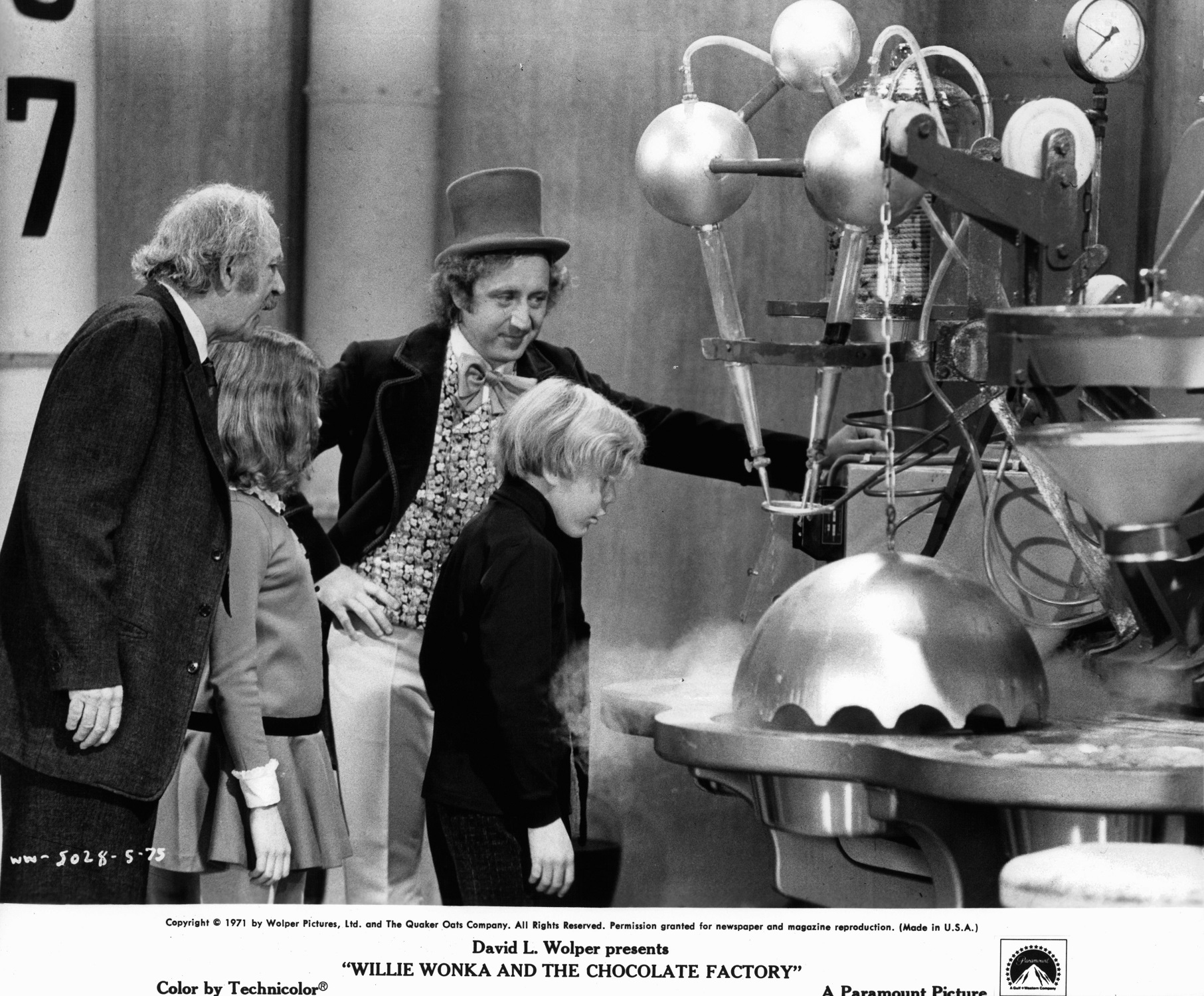 Grandpa Joe, Willy Wonka and Charlie Bucket in 'Willy Wonka and the Chocolate Factory' 