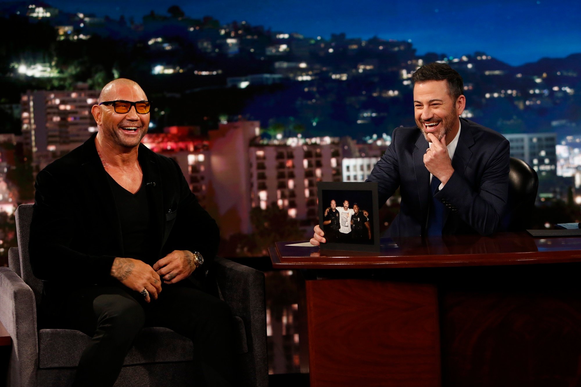 Dave Bautista and Jimmy Kimmel