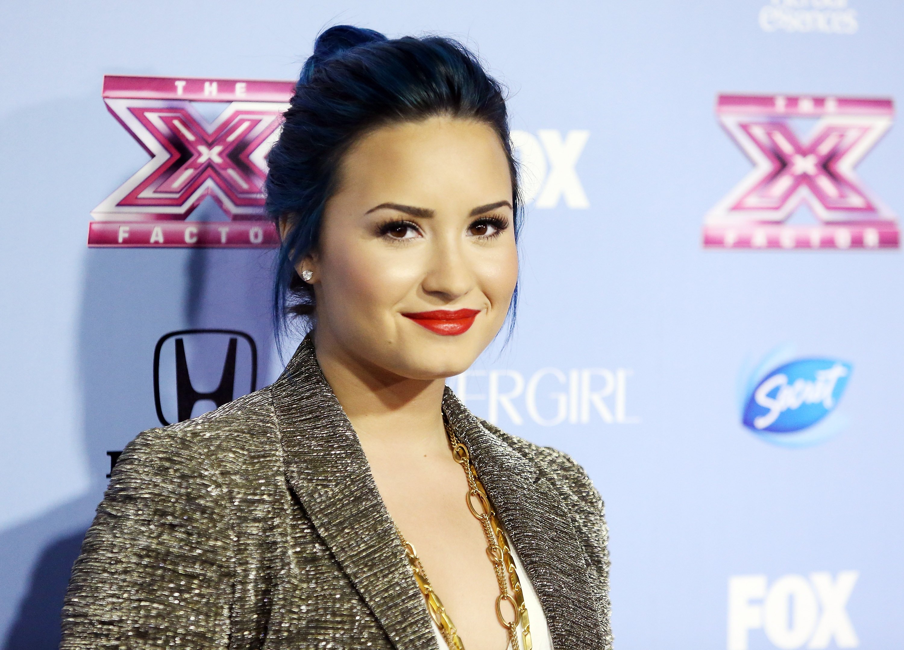 Demi Lovato arrives at 'The X Factor' finalists party on November 4, 2013 in Los Angeles, California.