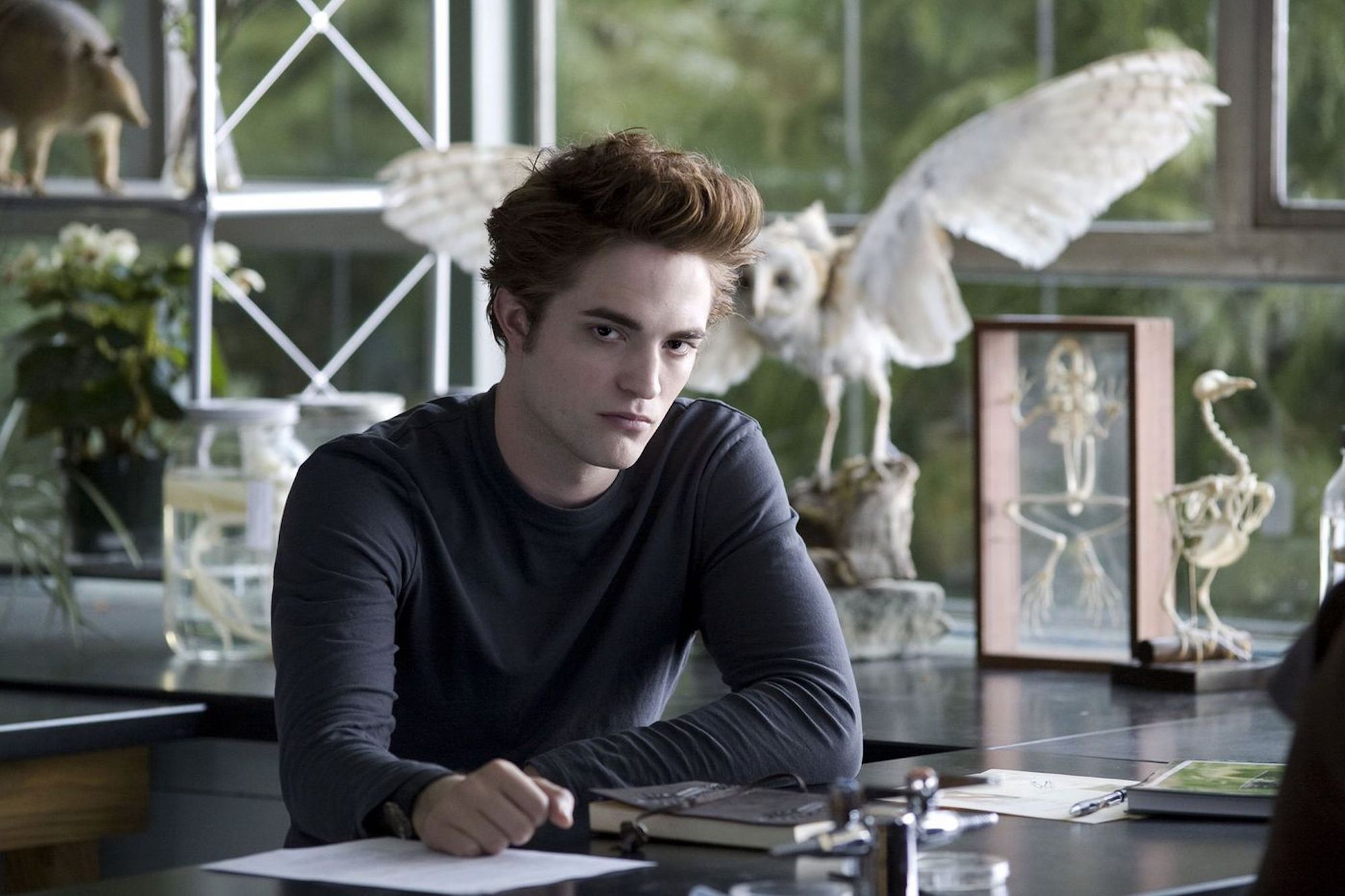 Edward Cullen (Robert Pattinson) during Bella's first biology class in 'Twilight.'