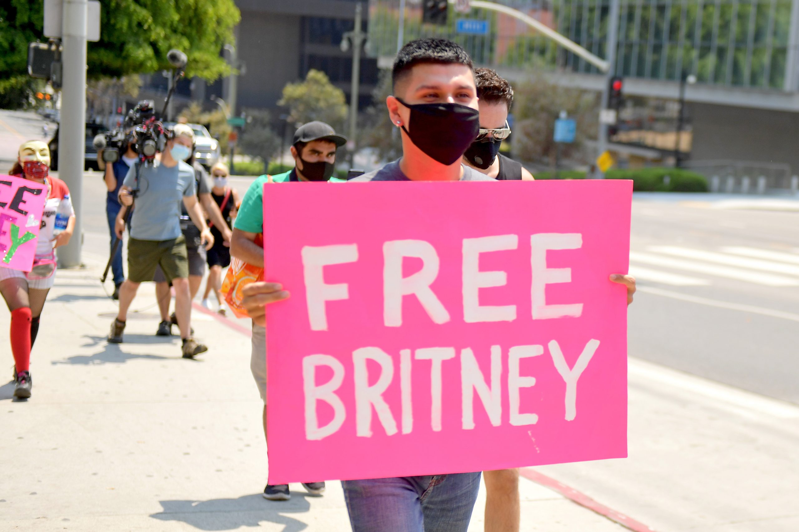 #FreeBritney protestors outside the courthouse during a status hearing  for Britney Spears' conservatorship