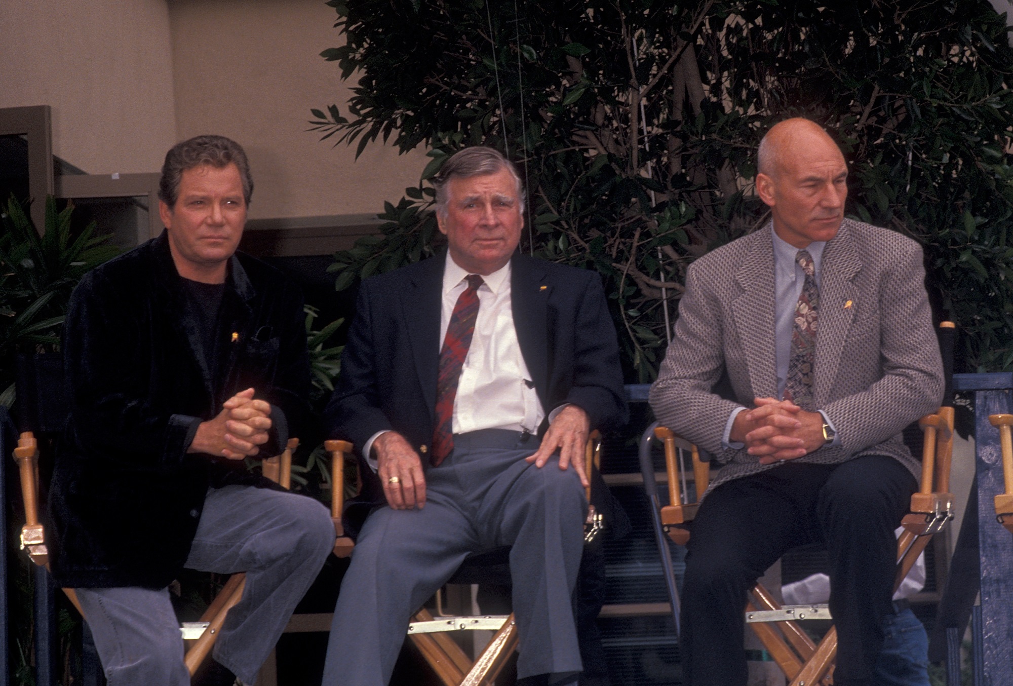 William Shatner, Gene Roddenberry, and Patrick Stewart of Star Trek