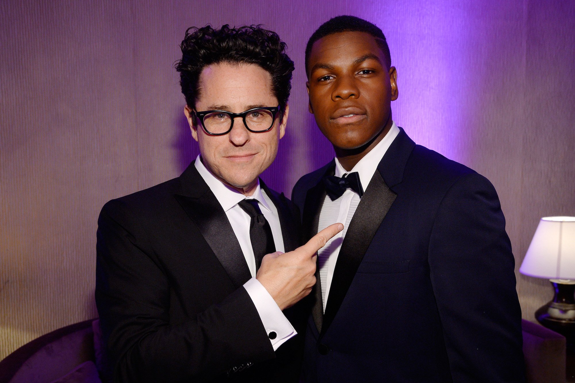J.J. Abrams and John Boyega at the 2015 Jaguar Land Rover British Academy Britannia Awards on Oct. 30, 2015.