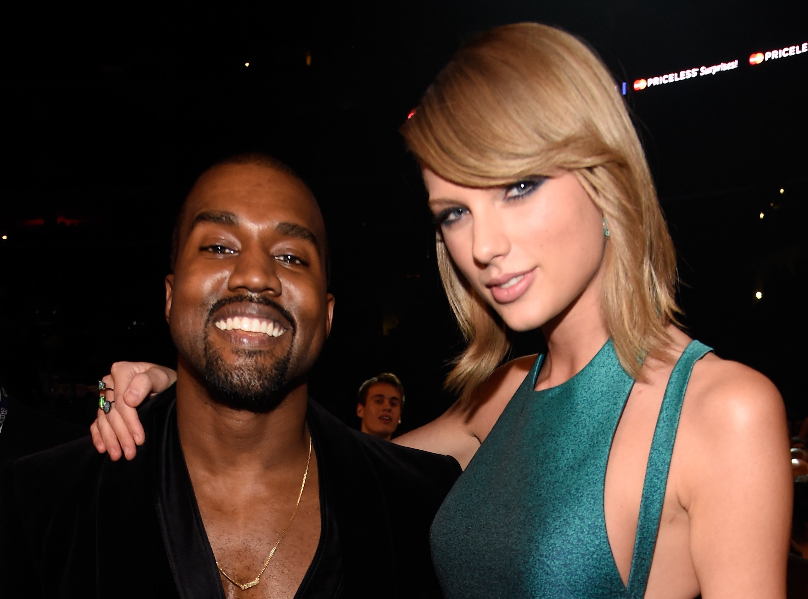 Kanye West and Taylor Swift attend the 57th Annual GRAMMY Awards on February 8, 2015 in Los Angeles, California.