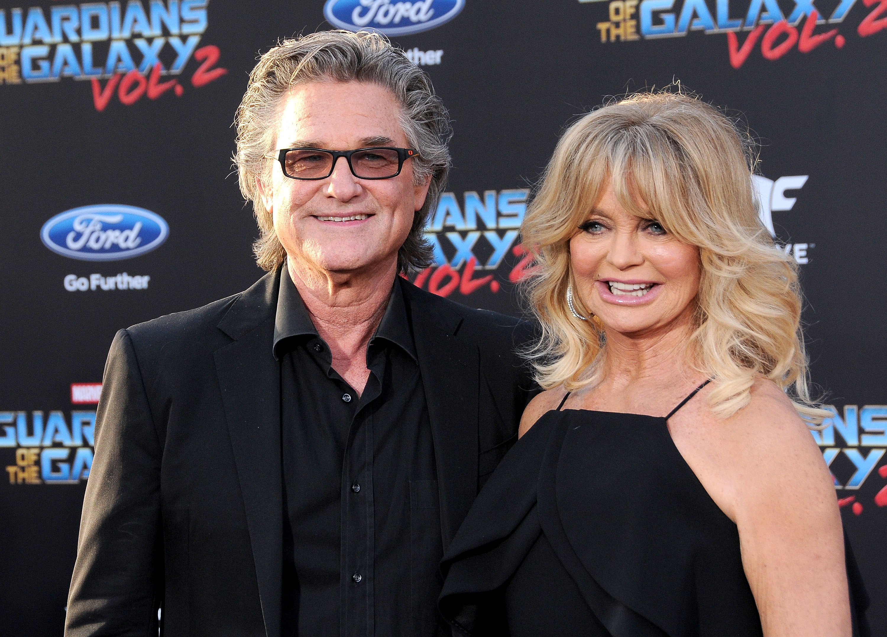 (L-R) Kurt Russell and Goldie Hawn attend the premiere of Disney and Marvel's 'Guardians Of The Galaxy Vol. 2' on April 19, 2017 in Hollywood, California.