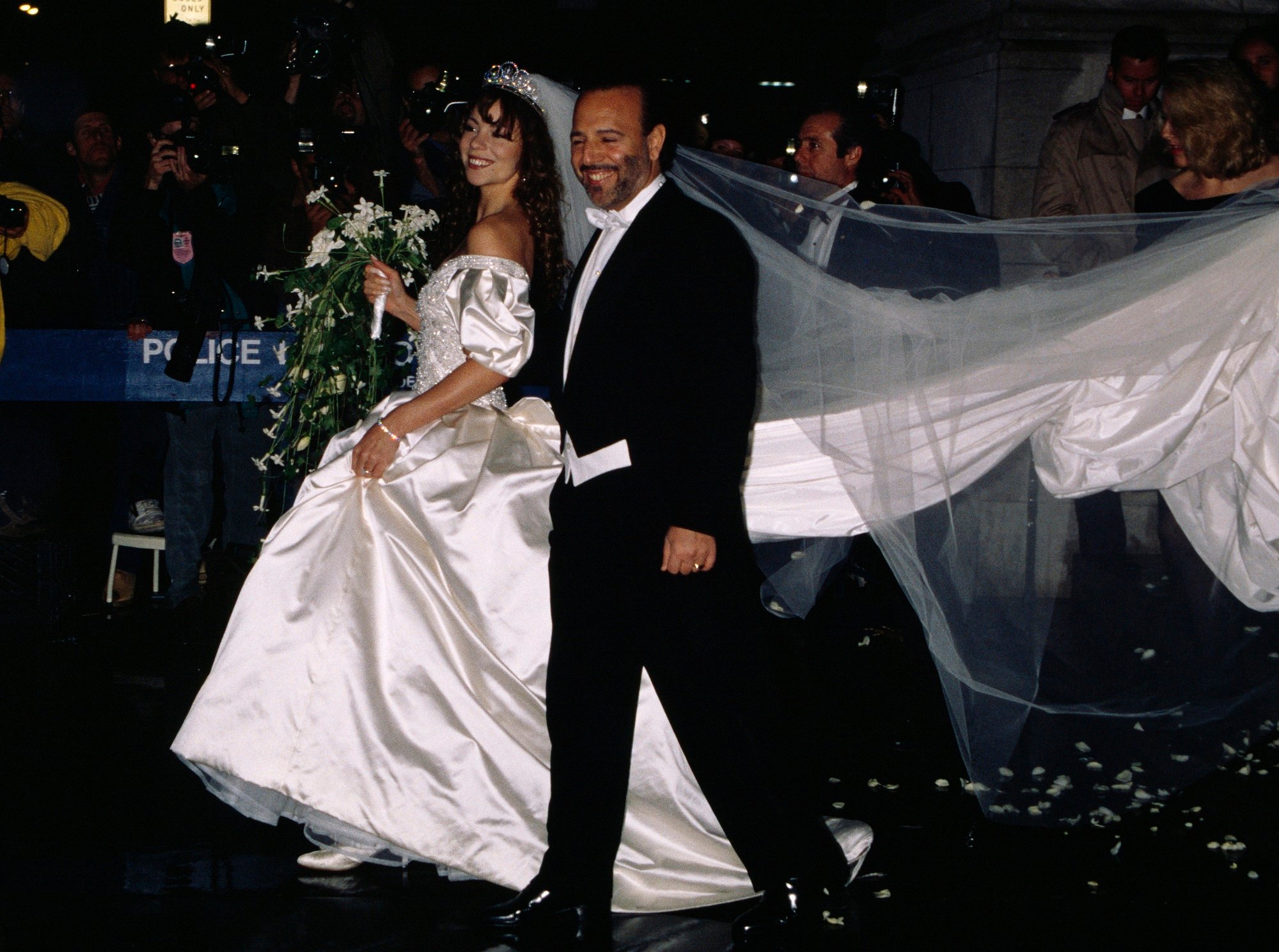 Singer Mariah Carey and husband, Sony Music president Tommy Mottola after their marriage at St. Thomas Episcopal Church in Manhattan.